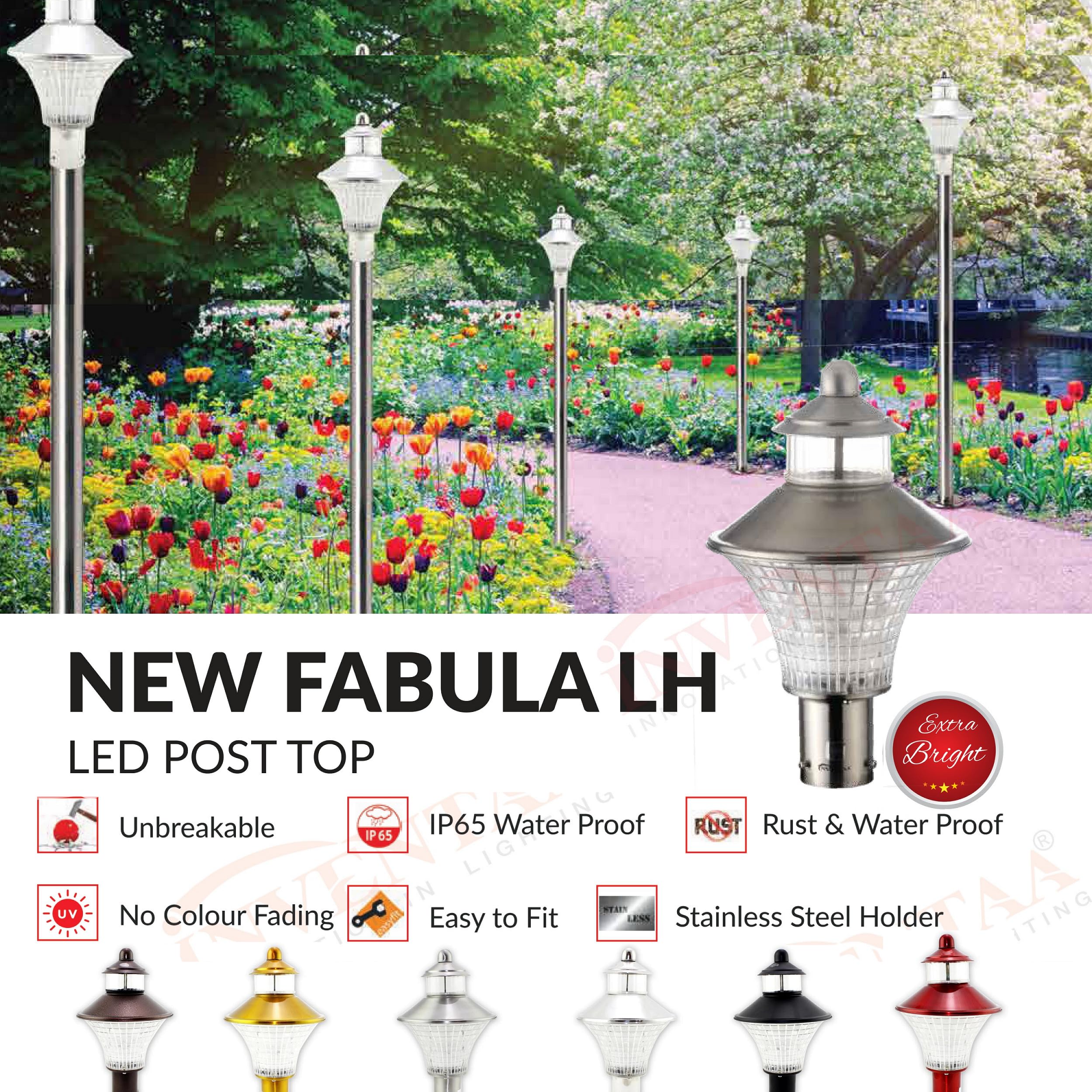 INVENTAA NEW FABULA LH Gate Light for Home Gate Waterproof (Silver Gloss) IP65 Unbreakable SS Finish Outdoor Gate Light for Home and Commercial Spaces | Pillar Garden Lights (Set of 2)