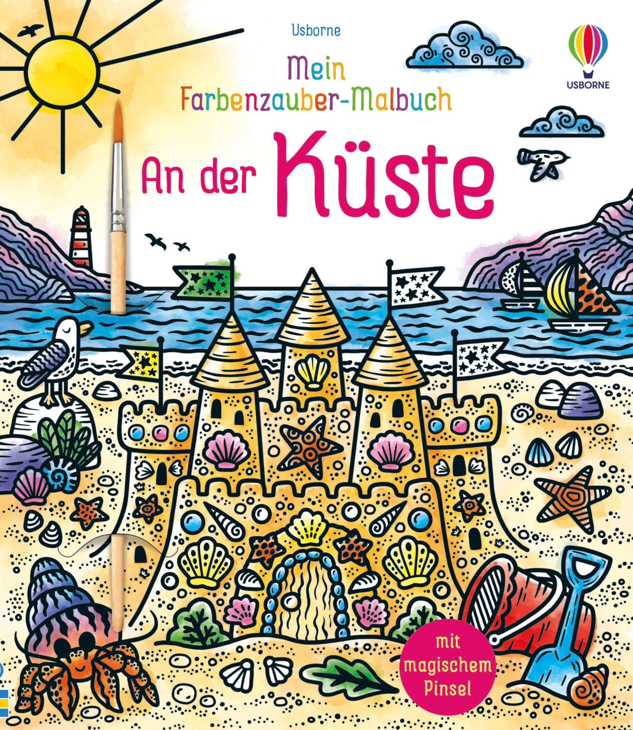 Mein Farbenzauber-Malbuch: An der Küste: Buch inklusive magischem Pinsel – nur noch Wasser nötig – für Kinder ab 6 Jahren (Meine Farbenzauber-Malbücher)