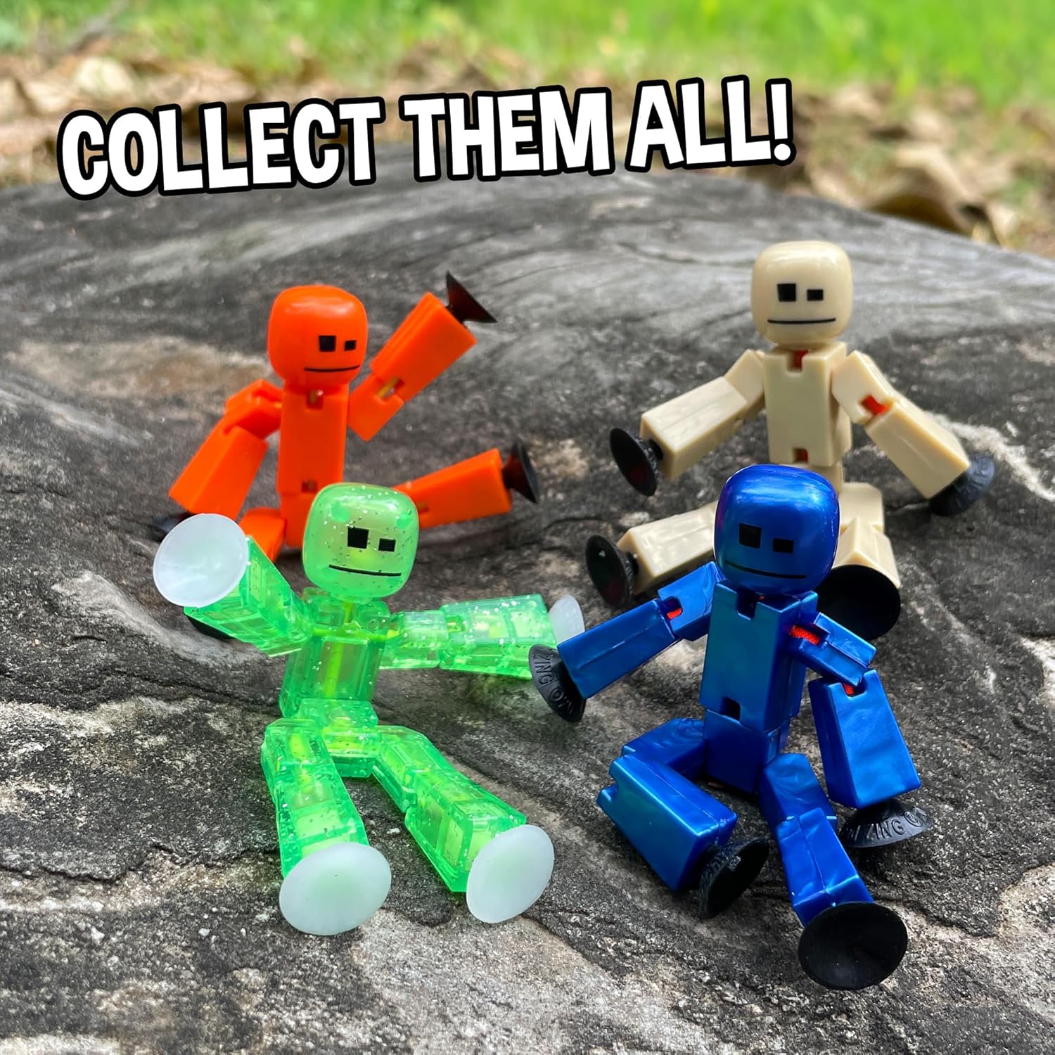 Zing StikBot Dual Pack - Includes 2 StikBots - Collectible Action Figures and Accessories, Stop Motion Animation, Ages 4 and Up (Red Orange+Metal Blue)
