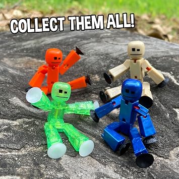 Zing StikBot Dual Pack - Includes 2 StikBots - Collectible Action Figures and Accessories, Stop Motion Animation, Ages 4 and Up (Red Orange+Metal Blue)