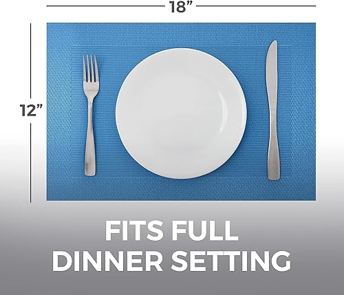 Miniatura 6 de Home Genie Juego de 4 manteles individuales resistentes al calor y a las manchas, tapetes lavables de grado alimenticio, platos de vinilo tejido