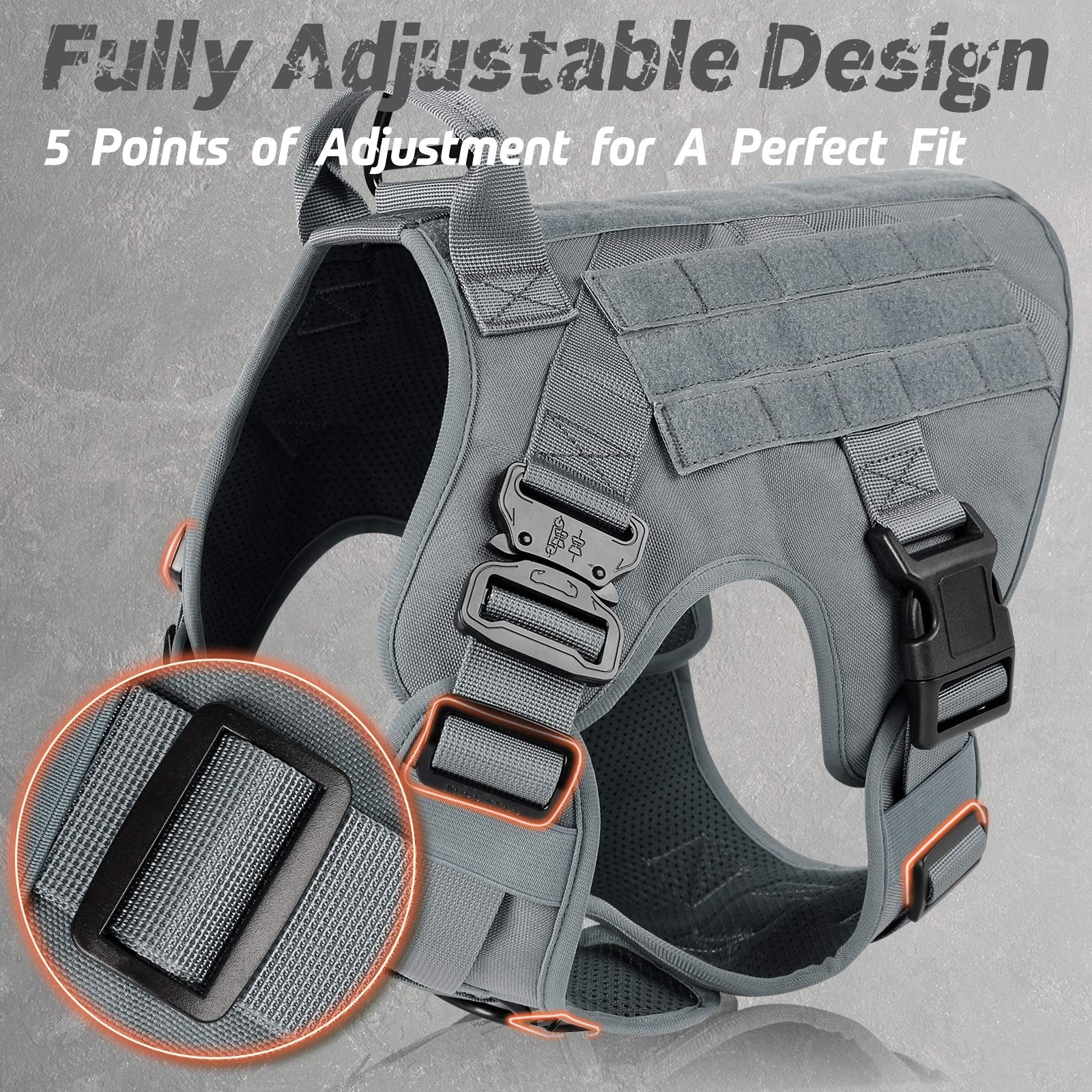 Buy rabbitgoo Tactical Dog Harness, Military Dog Harness with Handle L