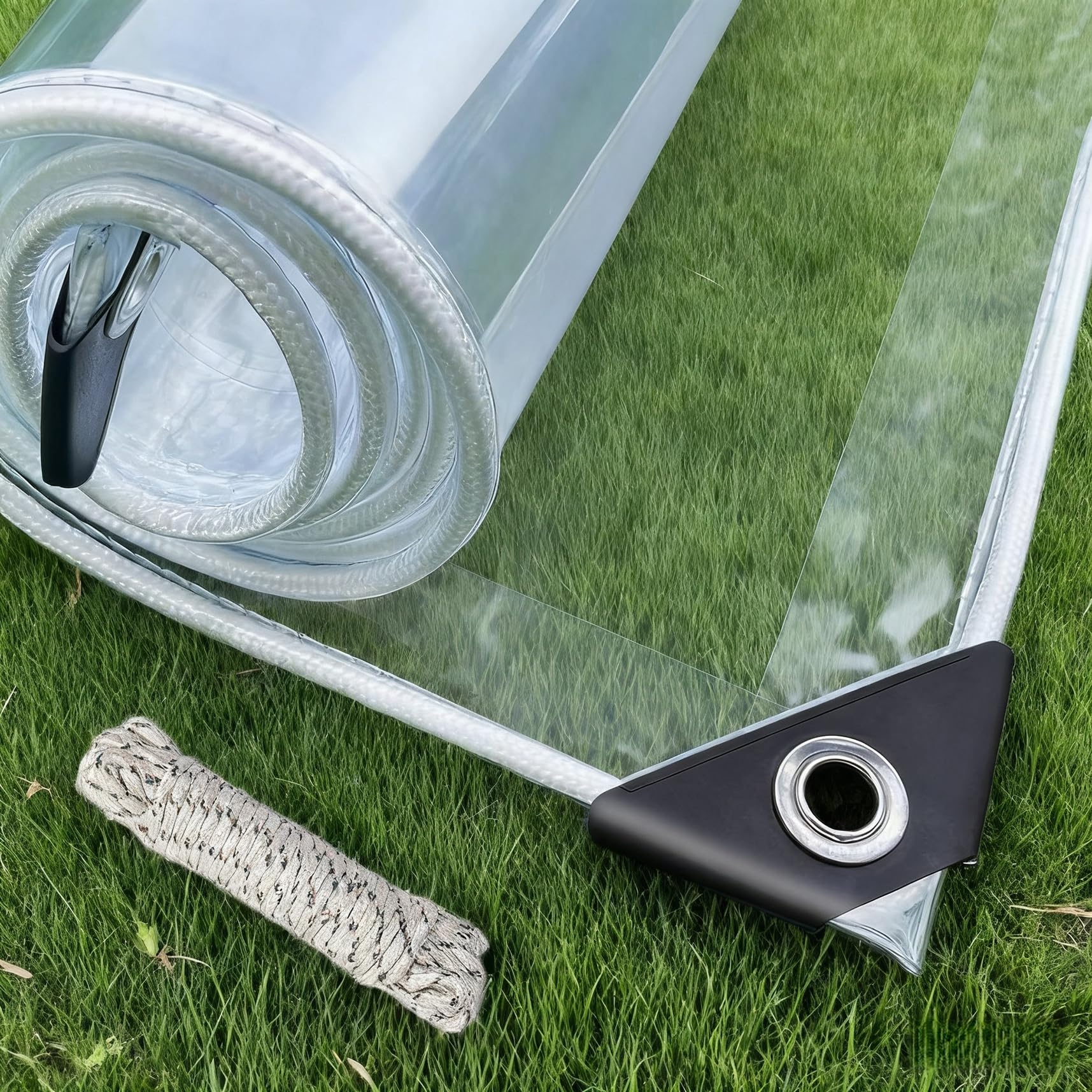 Lona transparente con ojales 120x204 cm impermeable para proteger muebles de jardín