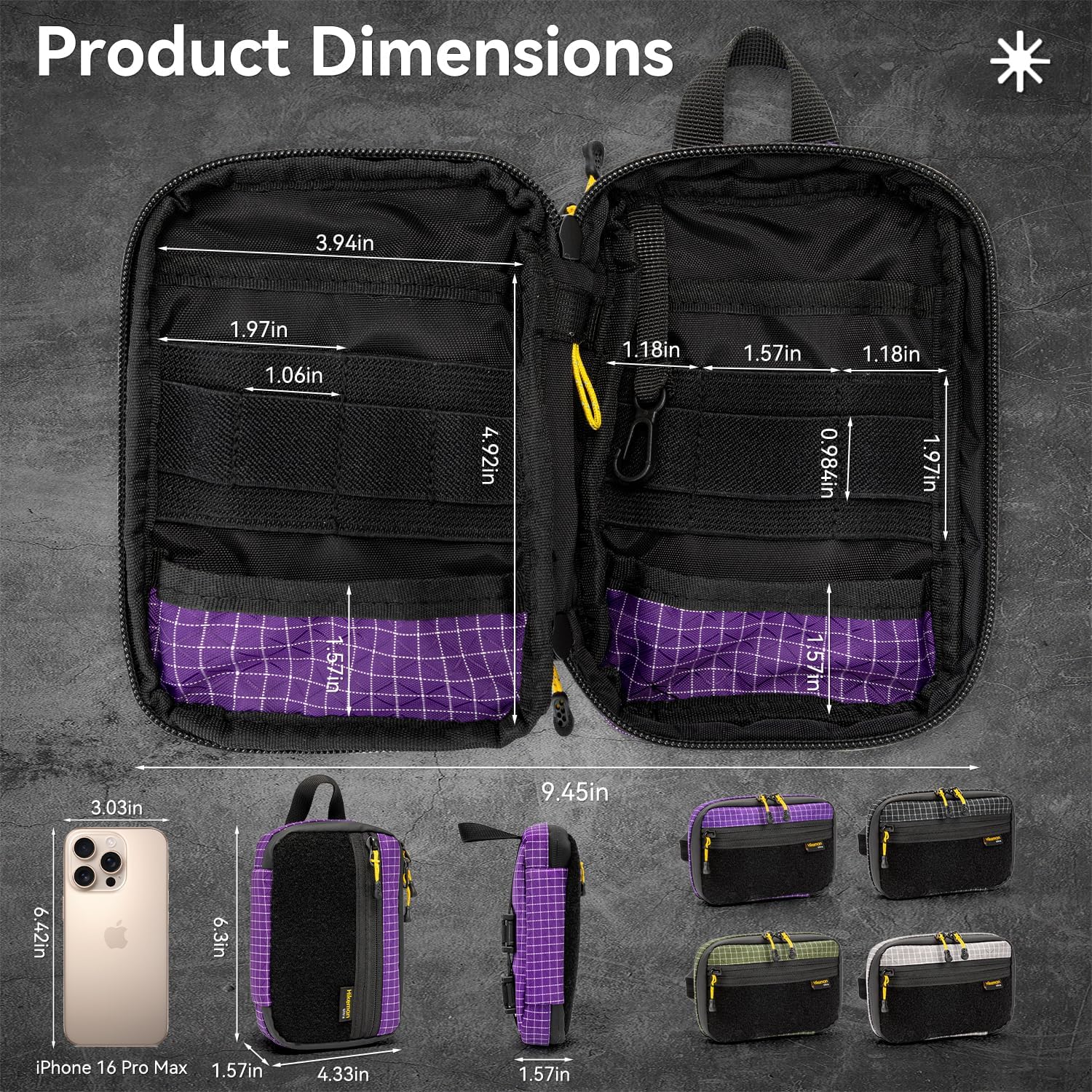 HIKEMAN EDC Pocket Organizer Pouch, Tactical Mini Small Multiple Compartments Tool Storage Bag for Men, Portable Nylon Molle Compatible Military Utility Pouch for Everyday Carry, Outdoor - Image 4