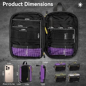 HIKEMAN EDC Pocket Organizer Pouch, Tactical Mini Small Multiple Compartments Tool Storage Bag for Men, Portable Nylon Molle Compatible Military Utility Pouch for Everyday Carry, Outdoor
