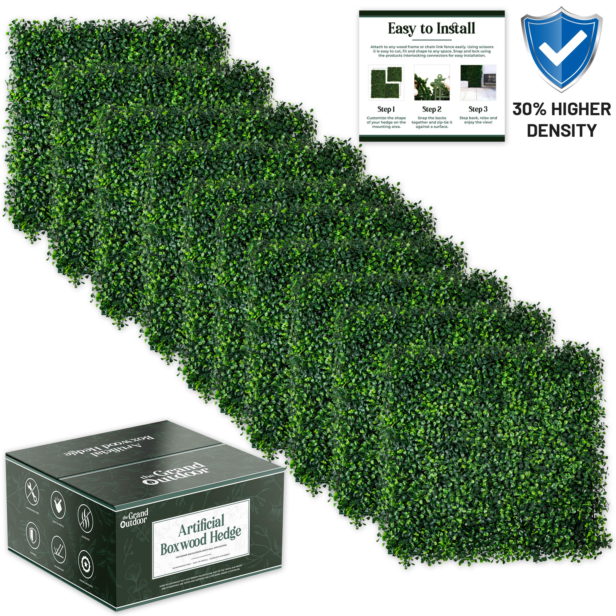 The Grand Outdoor Grass Wall Panels 12x 20in Bushy Artificial Boxwood