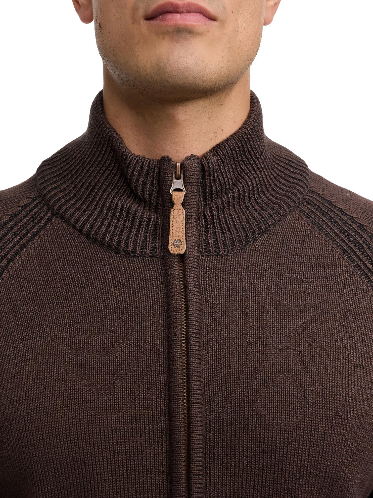 Indicode Herren INMassum Cardigan Strickjacke mit Stehkragen und Reißverschluss | Übergangsjacke aus Baumwollmix für Männer