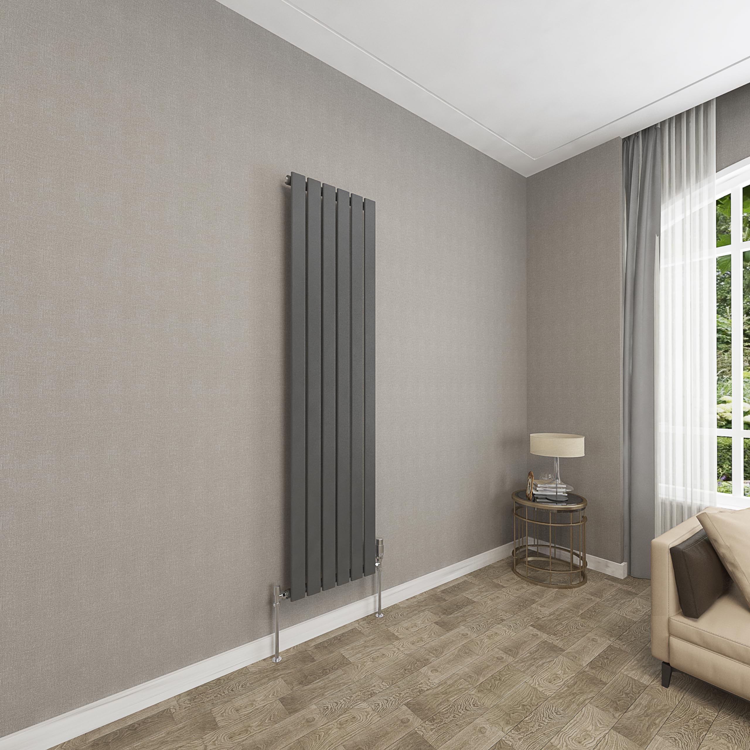 Sky bathroom | 1600x408mm Vertical Designer Radiators Anthracite Flat Panel Single Panel Central Heating Radiator