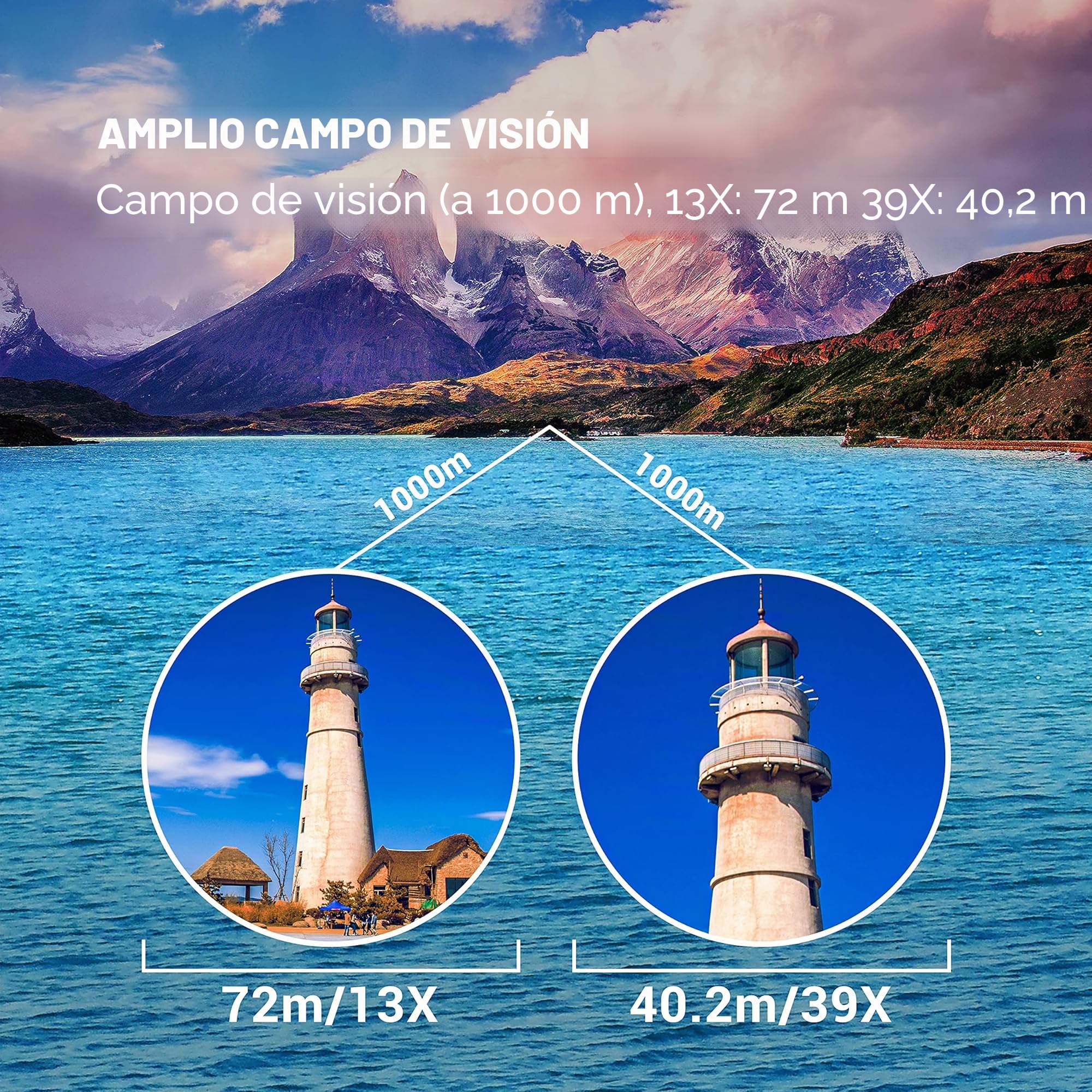ESSLNB Prismatico Astronomico 13-39X70 Binoculares de Largo Alcance con Adaptador de Teléfono Adaptador de Trípode y Bolso para Terrestre Visita Caza Turismo