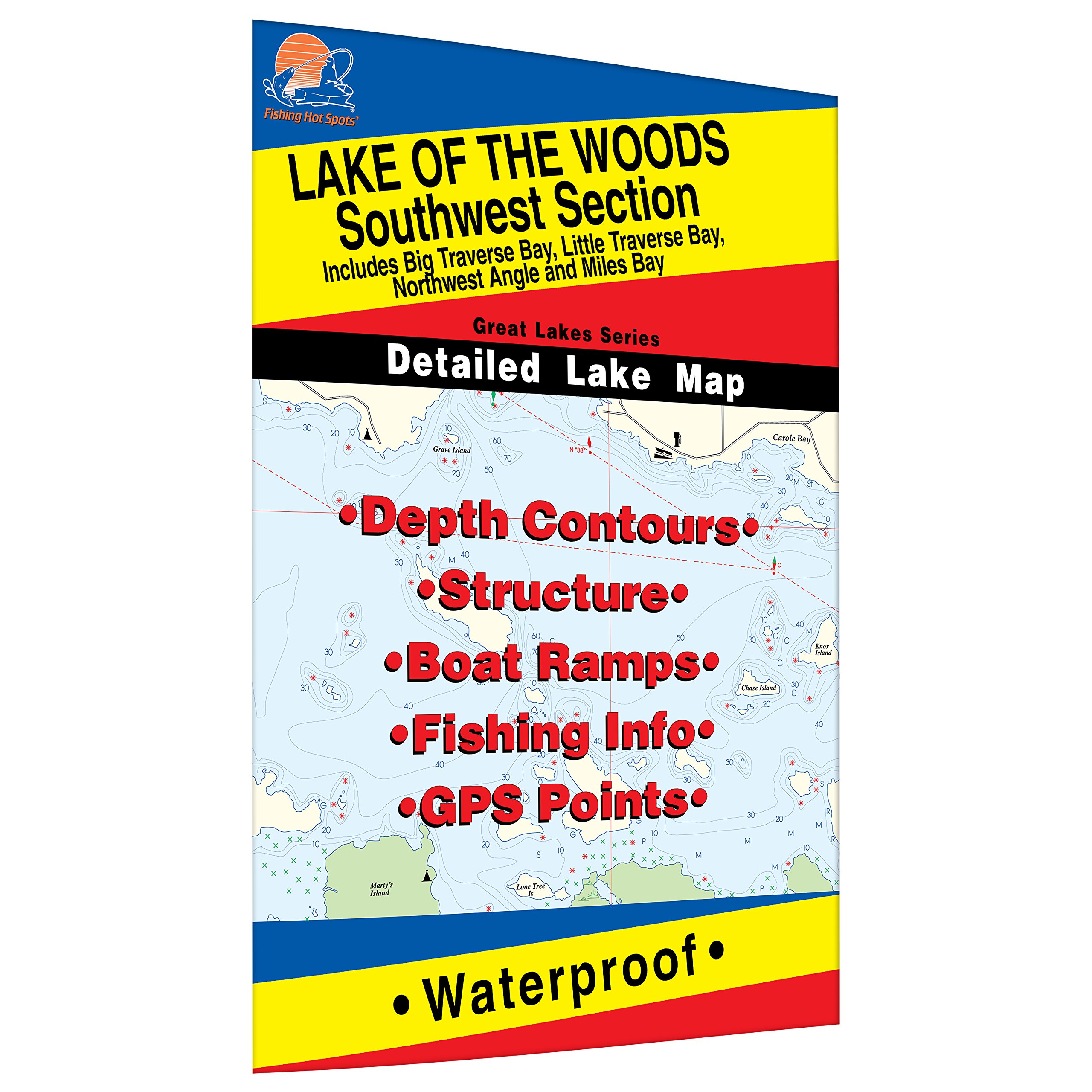 Lake of The Woods-SW Fishing Map, Lake (incl. Big/Little Traverse Bay - MN/ONT)