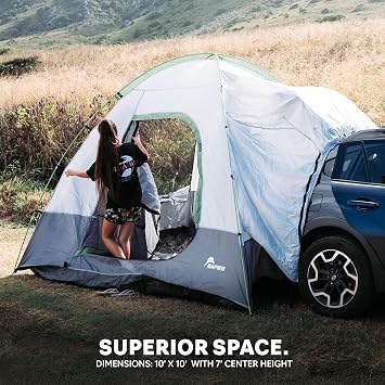 Napier Backroadz SUV Tent | 10' x 10' SUV Car Camping Tent | Fits All CUVs, SUVs, and Minivans | Sleeps 5 | Spacious, Durable, Easy Set-up | Gray/Green | Model 19100