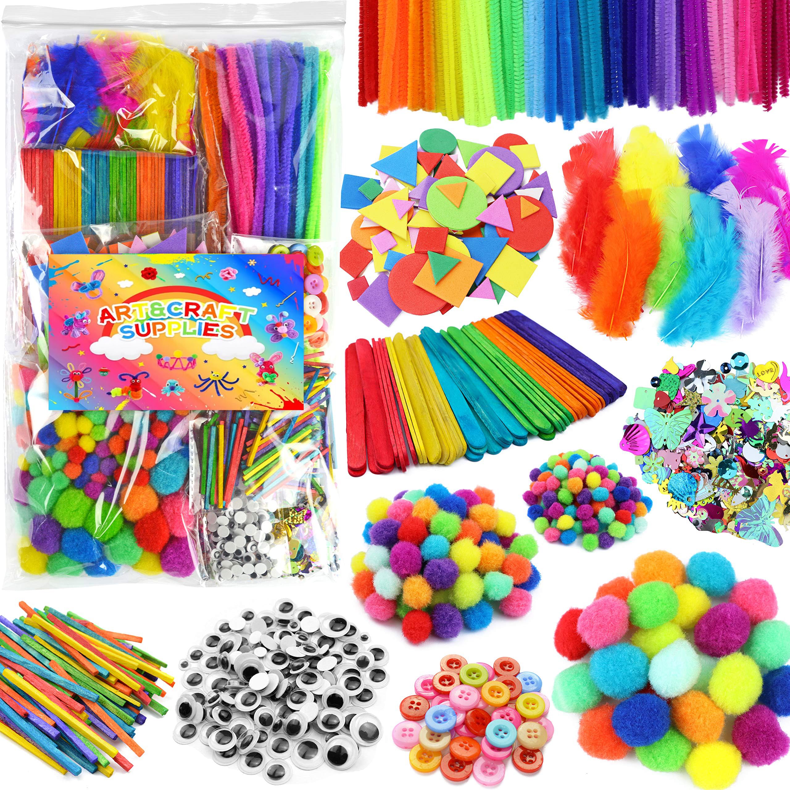 HBSTUDIOArts & Crafts Supplies Kits for Kids,1750pcs in The Ultimate Arts and Crafts Box,For Toddler,Young Artists of Ages 4,5,6,7,8,9,10,11,12