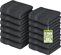 Utopia Towels 12-Pack Premium Washcloths, 12x12 Inches 100% Ring-Spun Cotton, Super Absorbent Soft Grey Cloths for Bath, Spa, Gym, Face