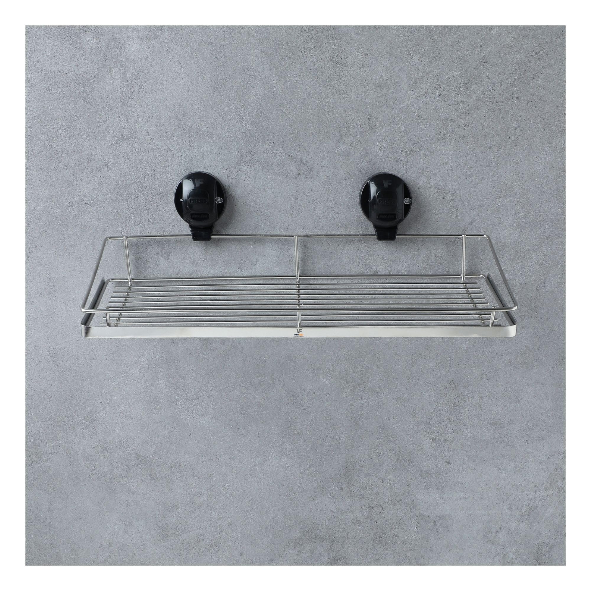Vacc Fast Multipurpose Stainless Steel Wall Mount Bathroom Shelf Rack, Classy Shelf - Vacuum Suction Hooks Kitchen Storage Organizer | No Drills No Damage to Wall (VF-Classy Shelf-BL) (B0CQG93ZVY) Amazon Price History, Amazon Price Tracker