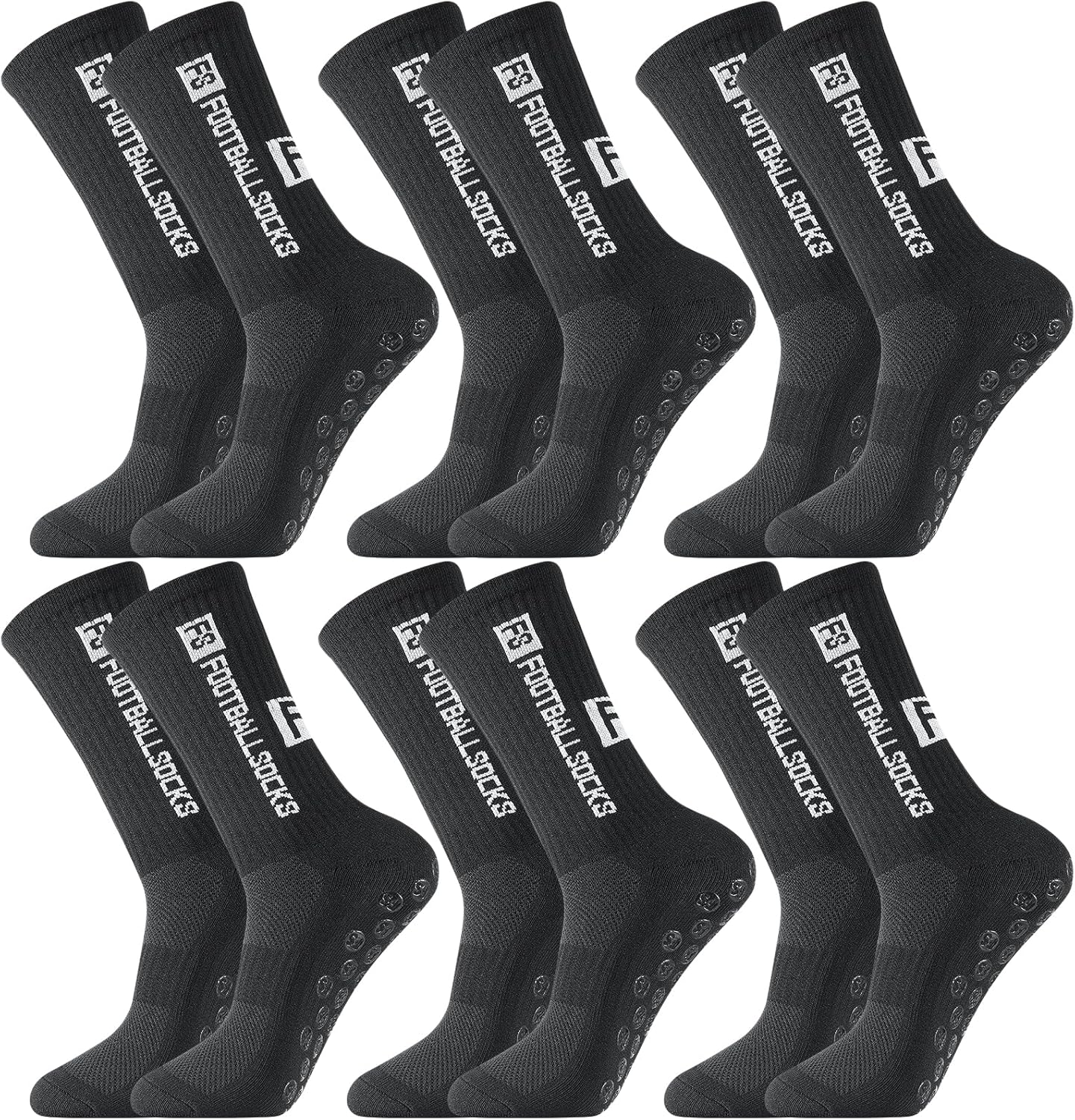 GGSTDDUP 6 Pairs Grip Soccer Socks for Men Anti Slip Athletic Socks Non-Slip Sports Football Basketball Socks with Grip Pads