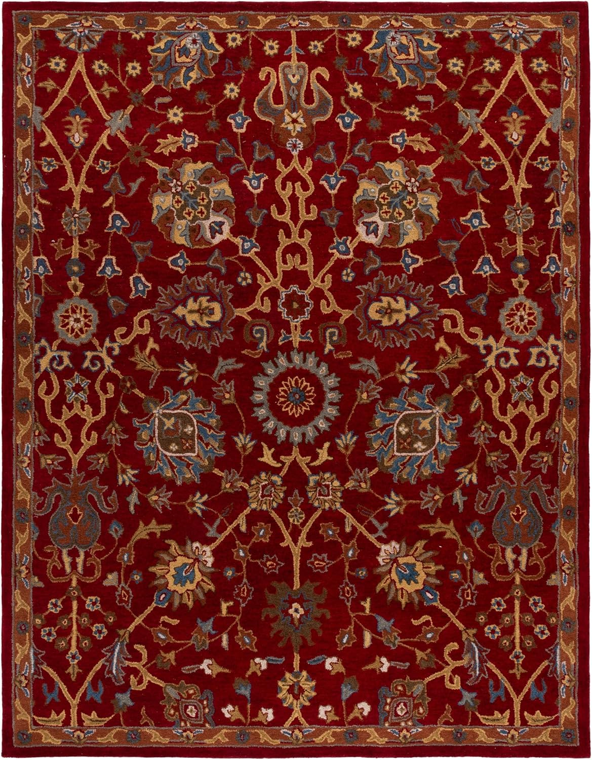 SAFAVIEH Heritage Collection Area Rug - 9' x 12', Red, Handmade Traditional Oriental Wool, Ideal for High Traffic Areas in Living Room, Bedroom (HG655A)