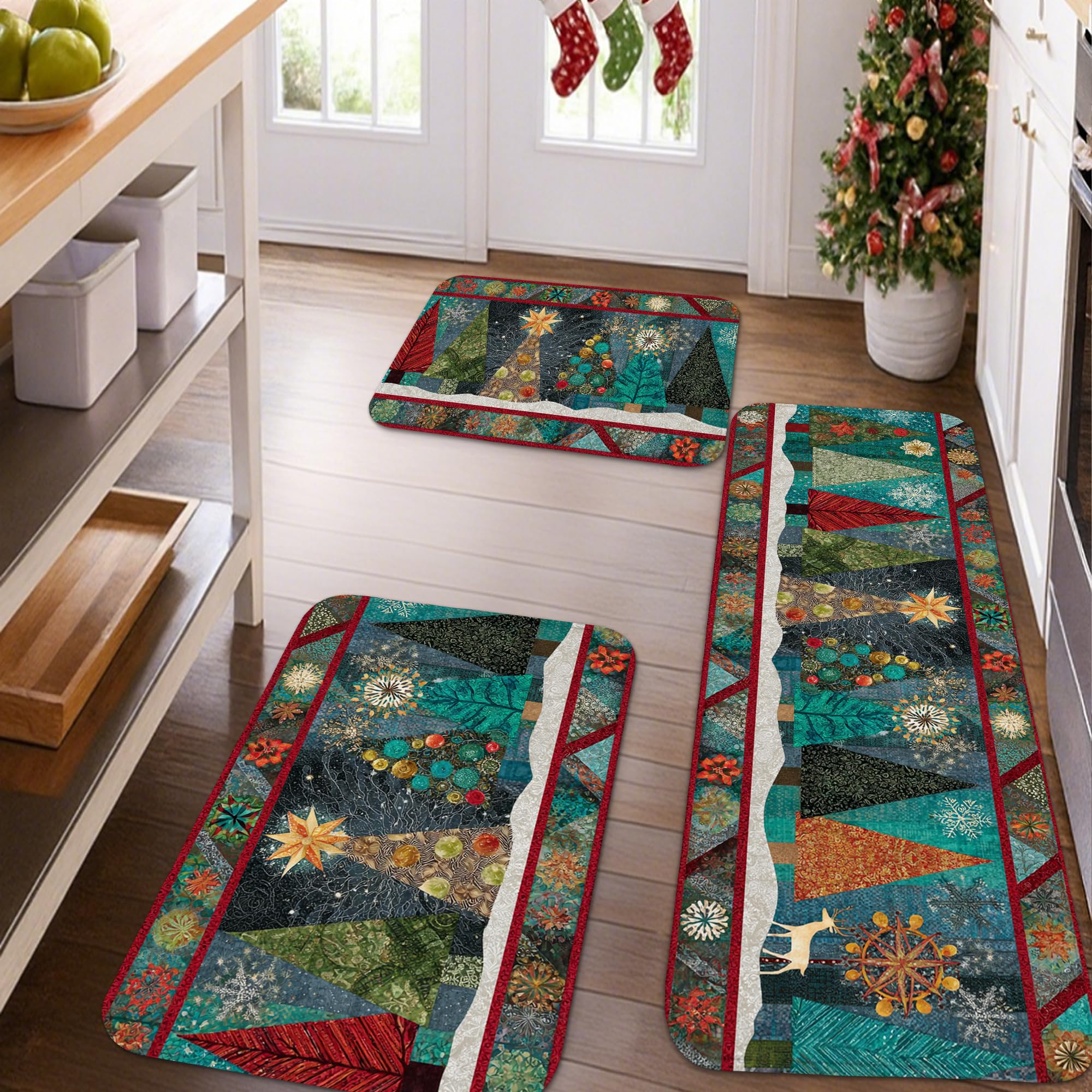 Tapis de cuisine géométriques doux pour sol froid et lavabo