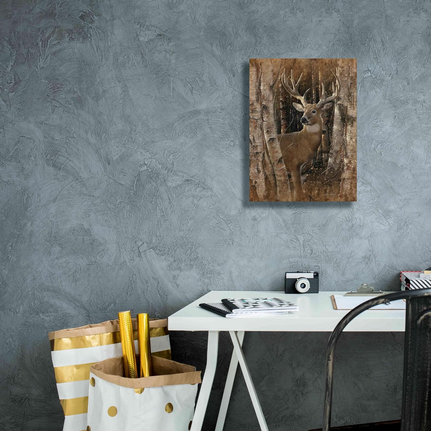 Epic Graffiti 'Birchwood Buck' by Collin Bogle, Canvas Wall Art, 12"x16"