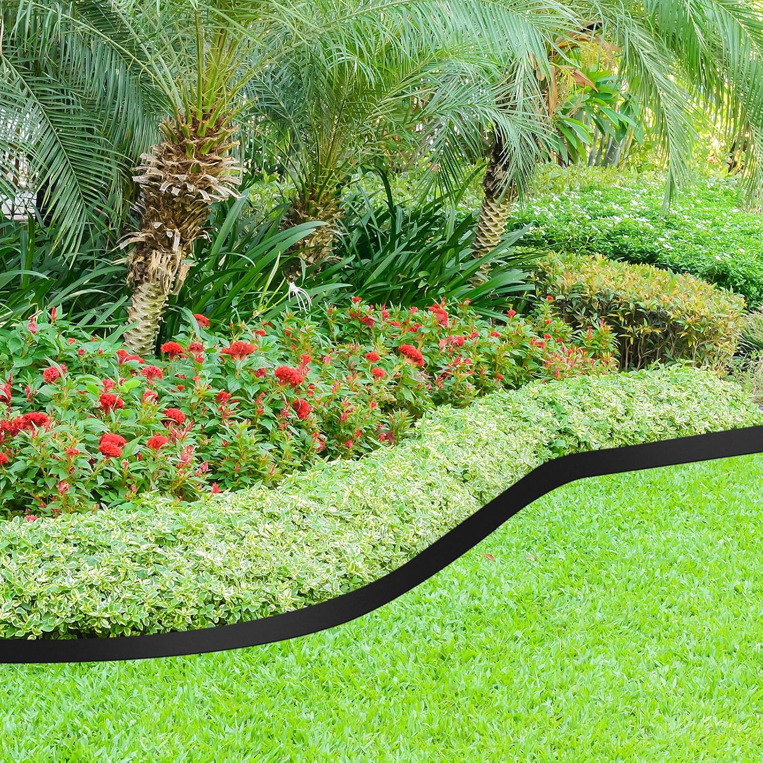 Sintuff 2'' x 354ft Landscape Edging Kit Lawn Edging Border with 324 Anchoring Spikes Flexible Barrier Edge for Landscape Flower Garden Lawn Yard(Black)