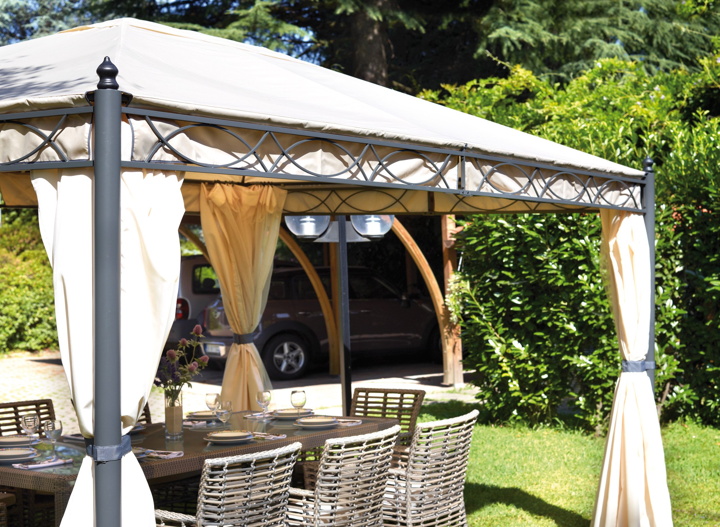 Telo di ricambio per gazebo Greenwood GAZ372 3x4m antivento poliestere resinato 210 gr sabbia