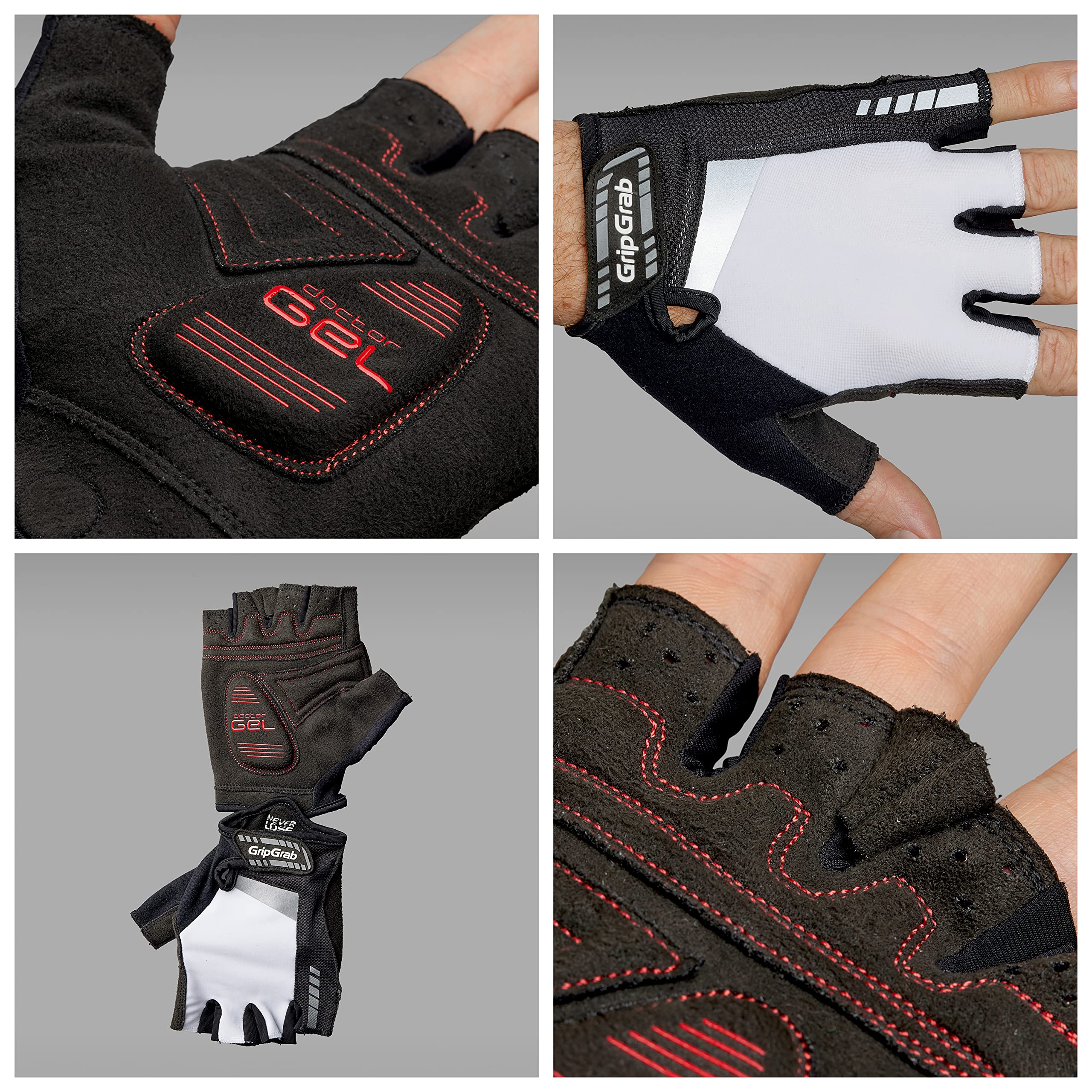 GripGrab Gants Courts Estivales SuperGel 6mm DoctorGel Mitaines de Cyclisme Rembourrés Amortissants sans Doigts