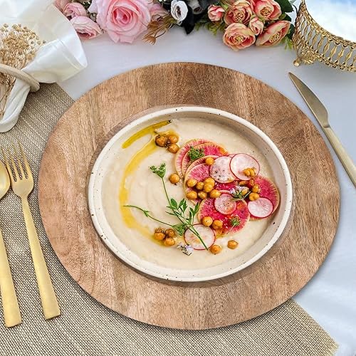 Miniatura 5 de Light & Pro Manteles individuales con cargador de madera, redondos y rústicos para centro de mesa de Acción de Gracias, platos de comedor para