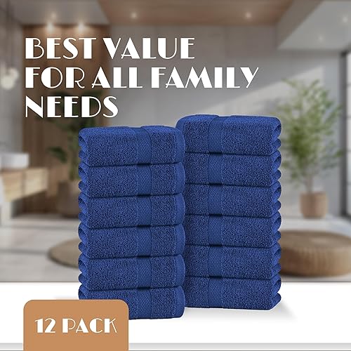 Miniatura 286 de White Classic Wealuxe - Toallas de mano de algodón, suaves y ligeras, 16 x 27 pulgadas, paquete de 12 unidades, multicolor