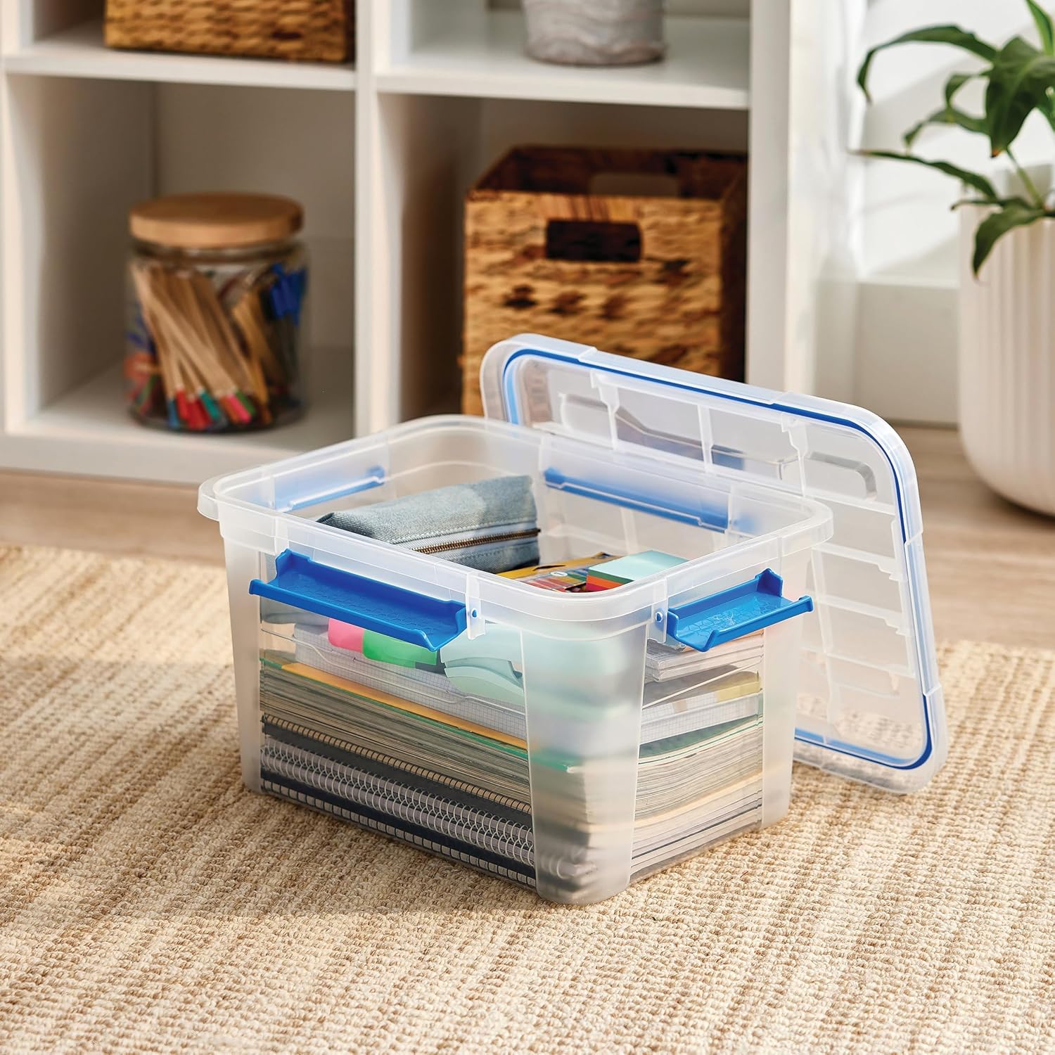 6-Pack Watertight Storage Boxes, Large Plastic Storage Containers with Sealing Latches