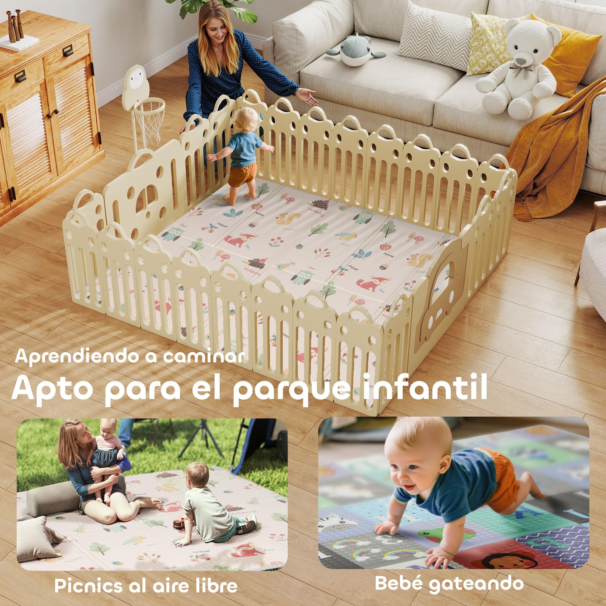 AIYAPLAY Alfombra Bebé Acolchada Plegable Reversible 150x180 cm