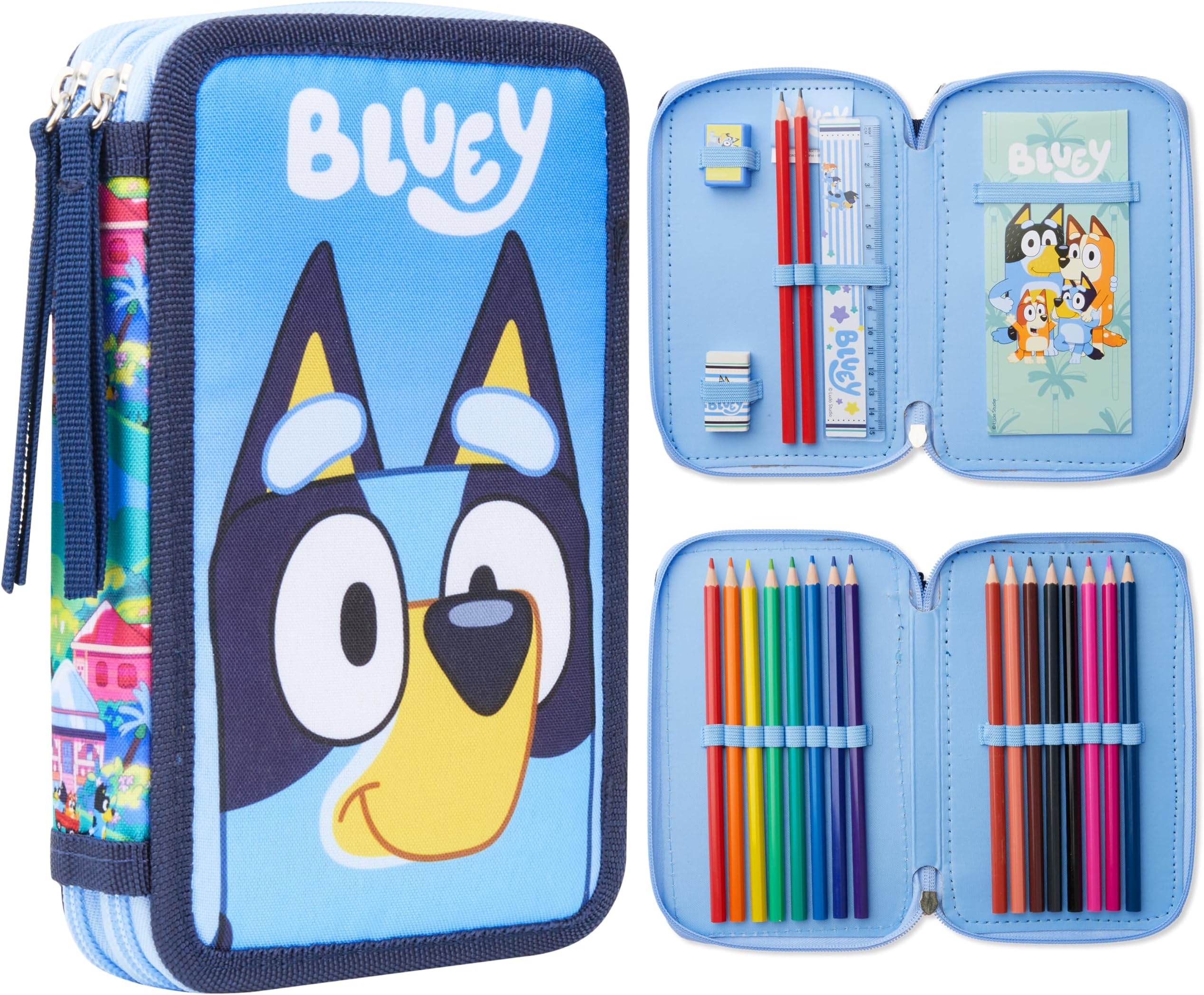 Filled Pencil Case with Stationery for Kids, School Supplies Coloring Pencils, Notepad - Gifts for Kids