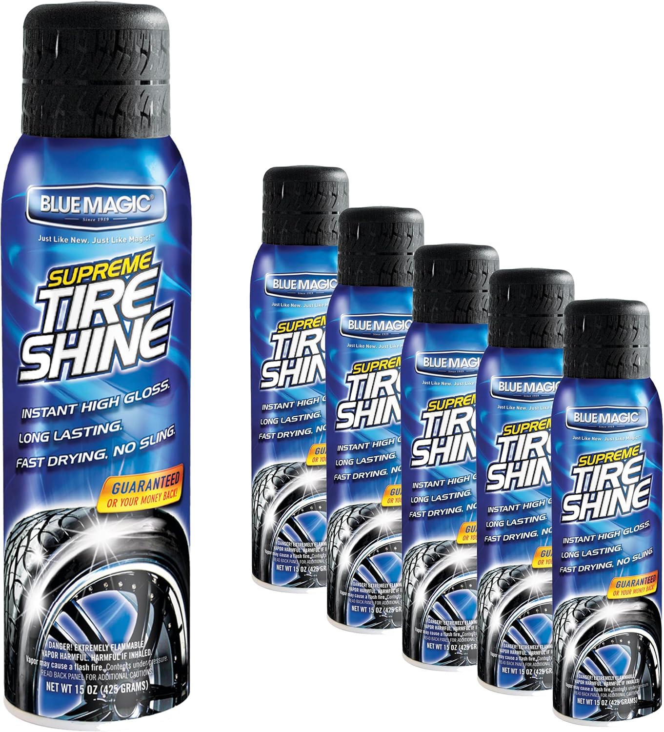 MPD Cobalt Shine Deluxe Auto Tire Shine – 15 oz Aerosol | High Gloss, Long-Lasting Car Wheel Protection, Fast Drying for Detailing, No Sling, (Pack 6)