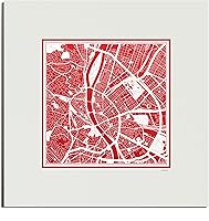 Vista 121 de O3 Design Studio Mapa de corte de papel Madrid negro mate de 20 x 20 pulgadas