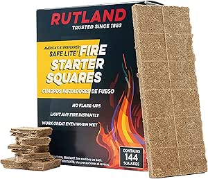 Rutland 50B Safe Lite Fire Starter Squares, 144 Squares