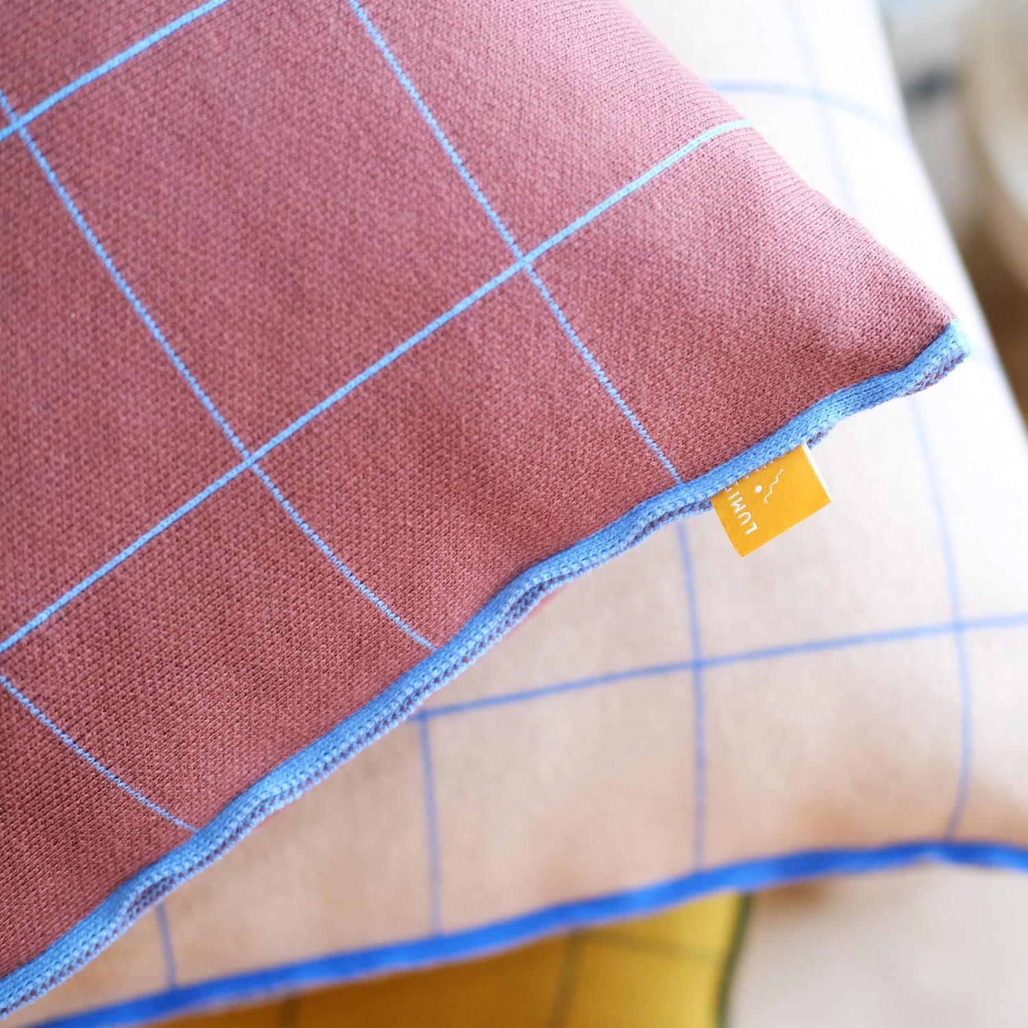 100% Soft Cotton Knitted Modern Window Pane Pillow Cover 18x18 (Burgundy, Maroon, & Vintage Wine)