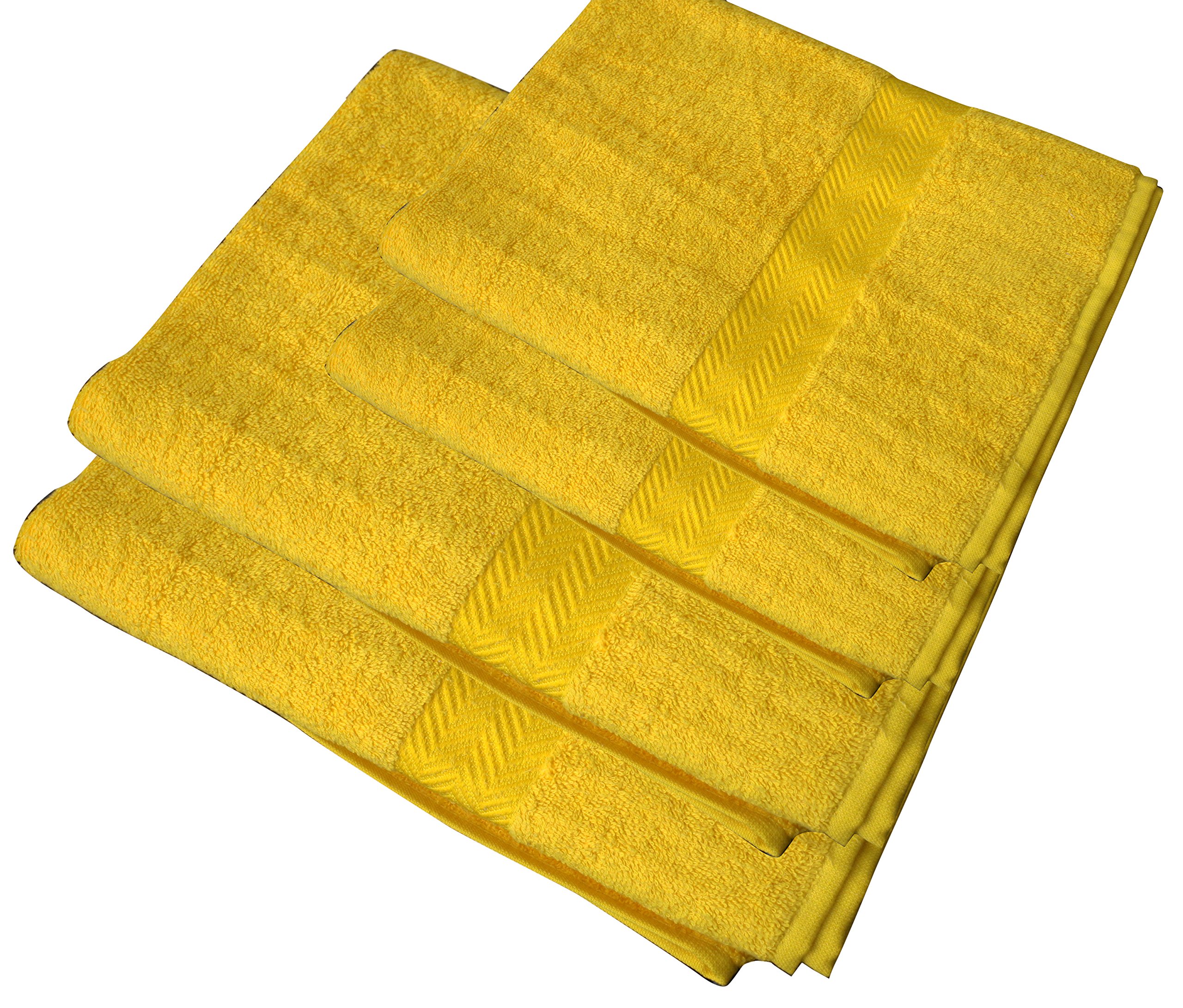 Serviettes et draps douche jaunes en lot de 4 parfaits pour le sport et la famille