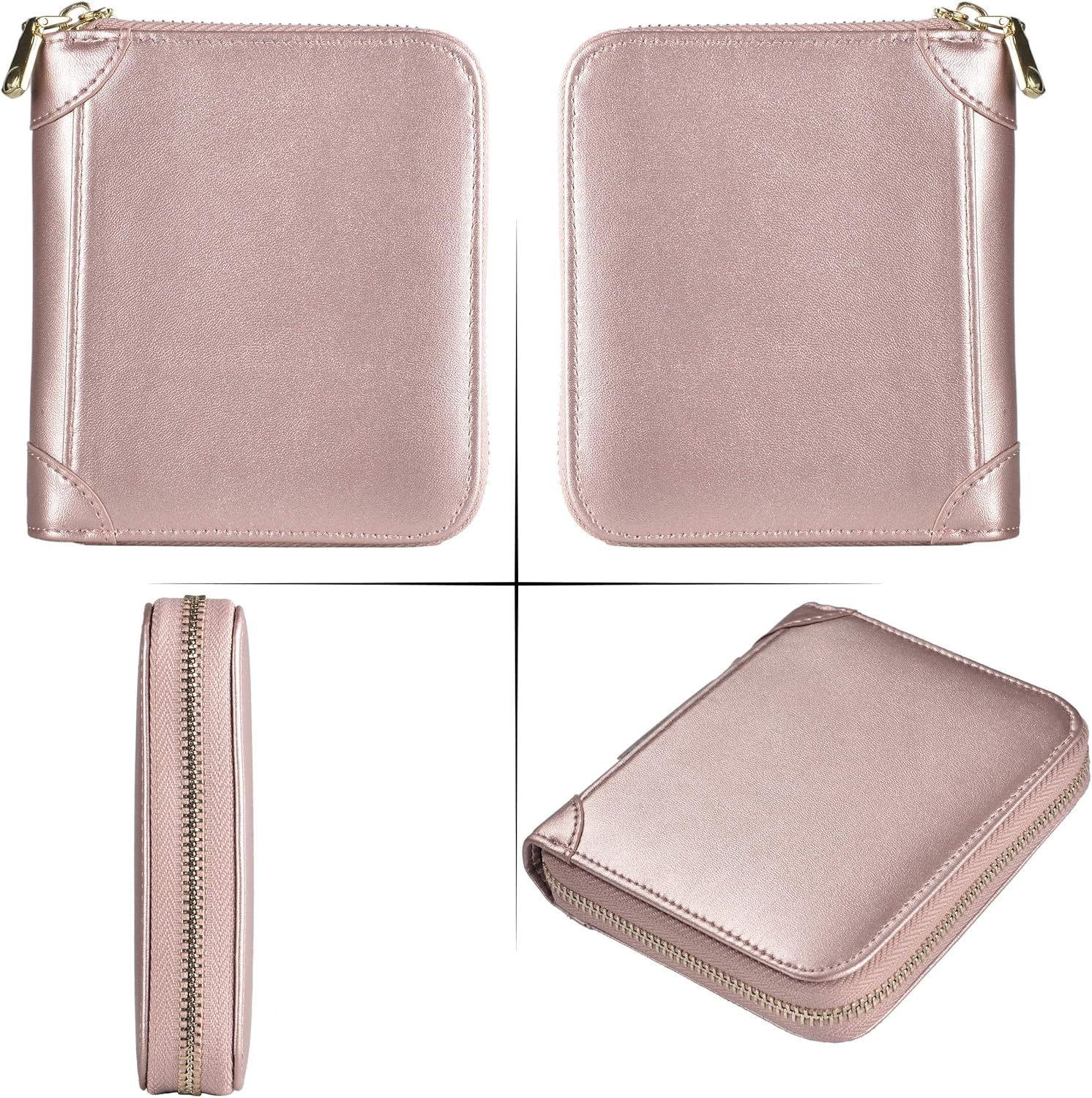 Easyoulife Womens Credit Card Holder Wallet Zip Leather Card Case RFID Blocking (Rose Gold) - Image 6