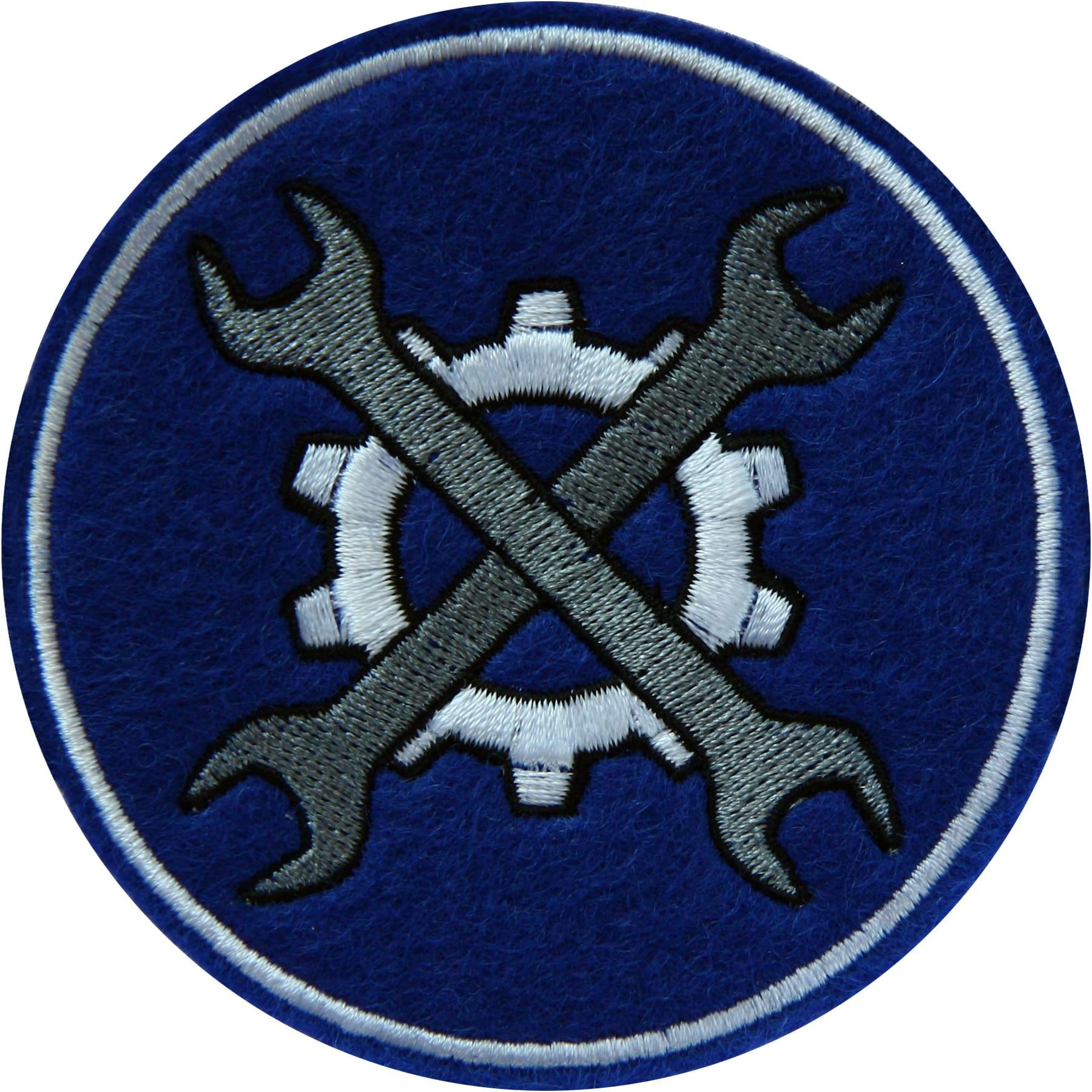 Altered History Designs Mechanic's Badge Wool Felt Patch 3 Inches Wide Royal Blue