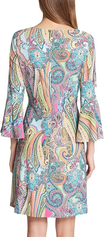 tommy hilfiger pink paisley dress Tommy Hilfiger Paisley Dress Size 2 Bell Sleeves