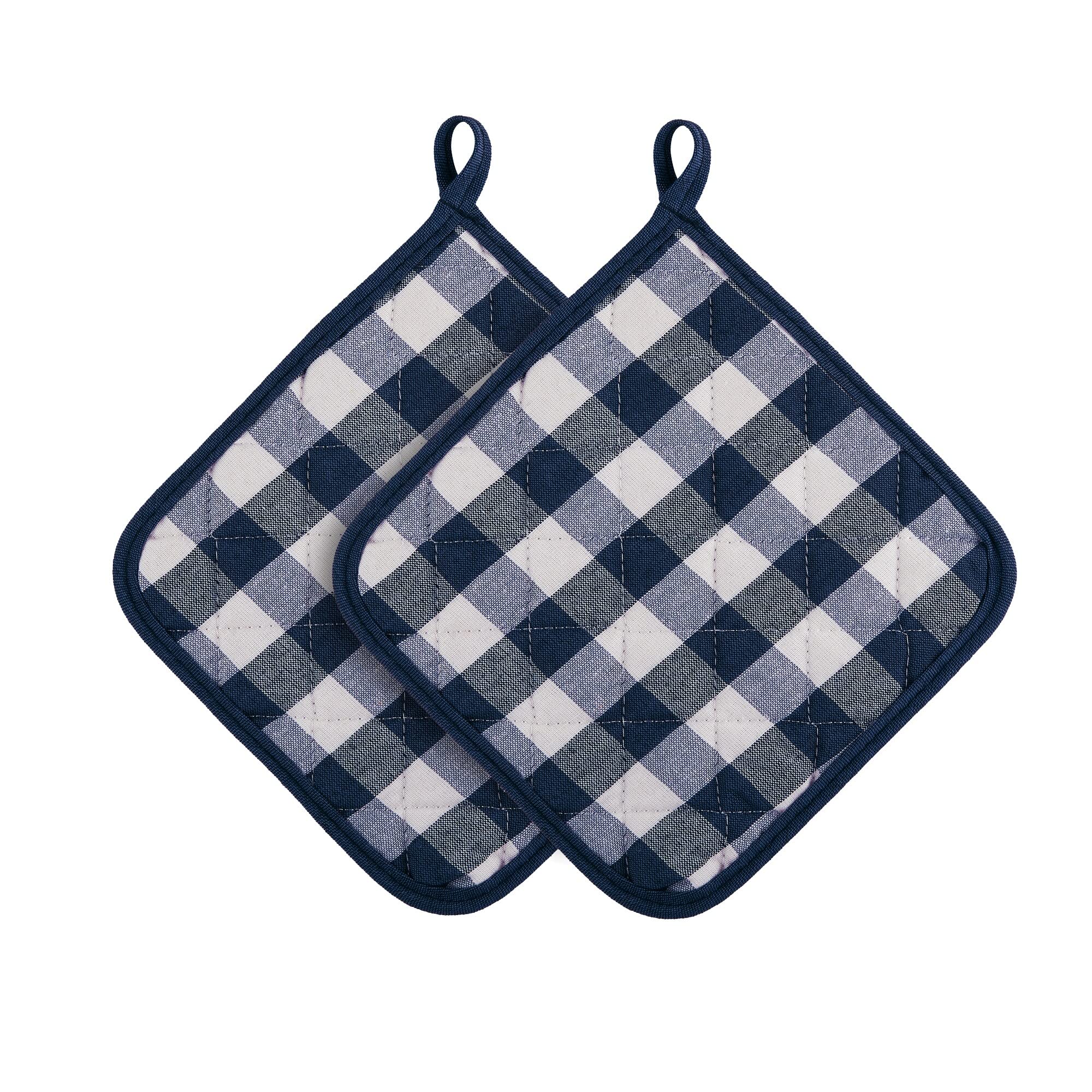 Buffalo Check Pot Holders, 2 Pack, Navy - 8