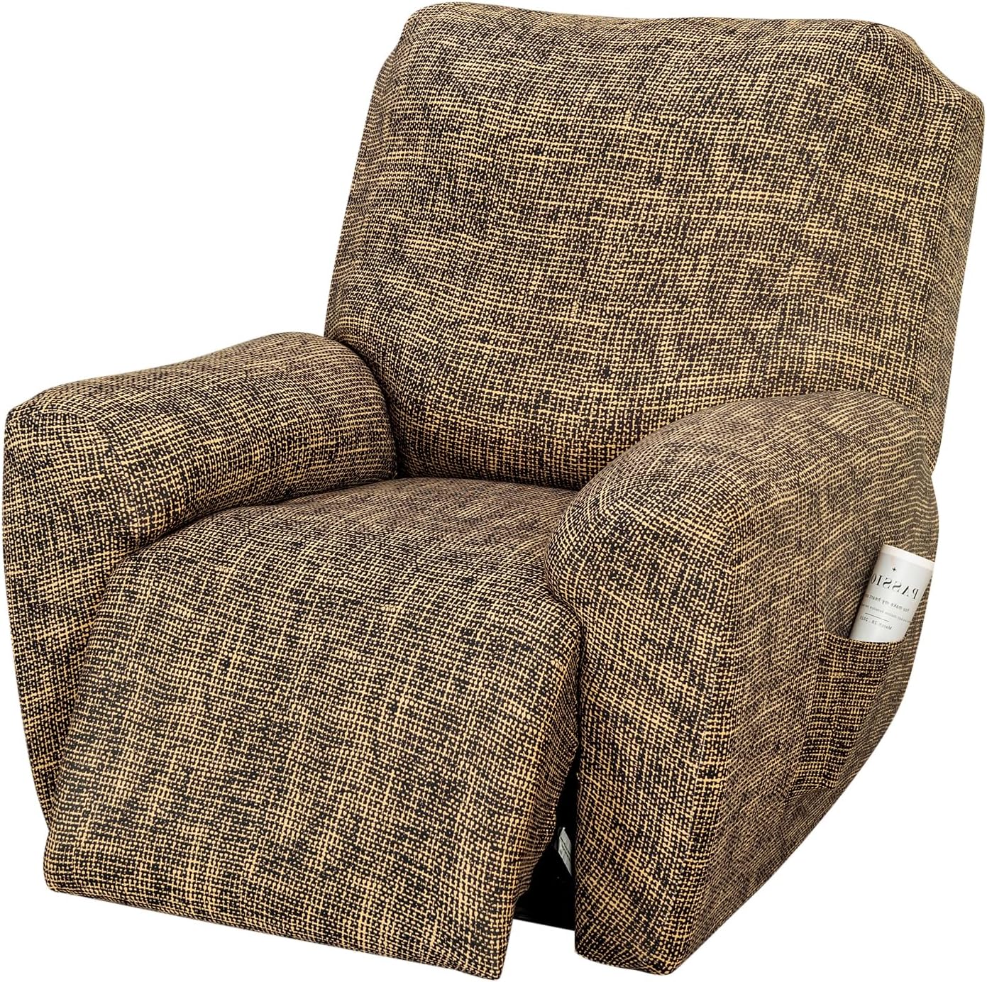 FUANGUI Recliner Chair Cover 4-Pieces Lazyboy Cover for Recliner Chair with Storage Pockets Furniture Protector for Living Room, Jacquard Sofa Slipcover for Kids, Pets, Dog and Cat, 03