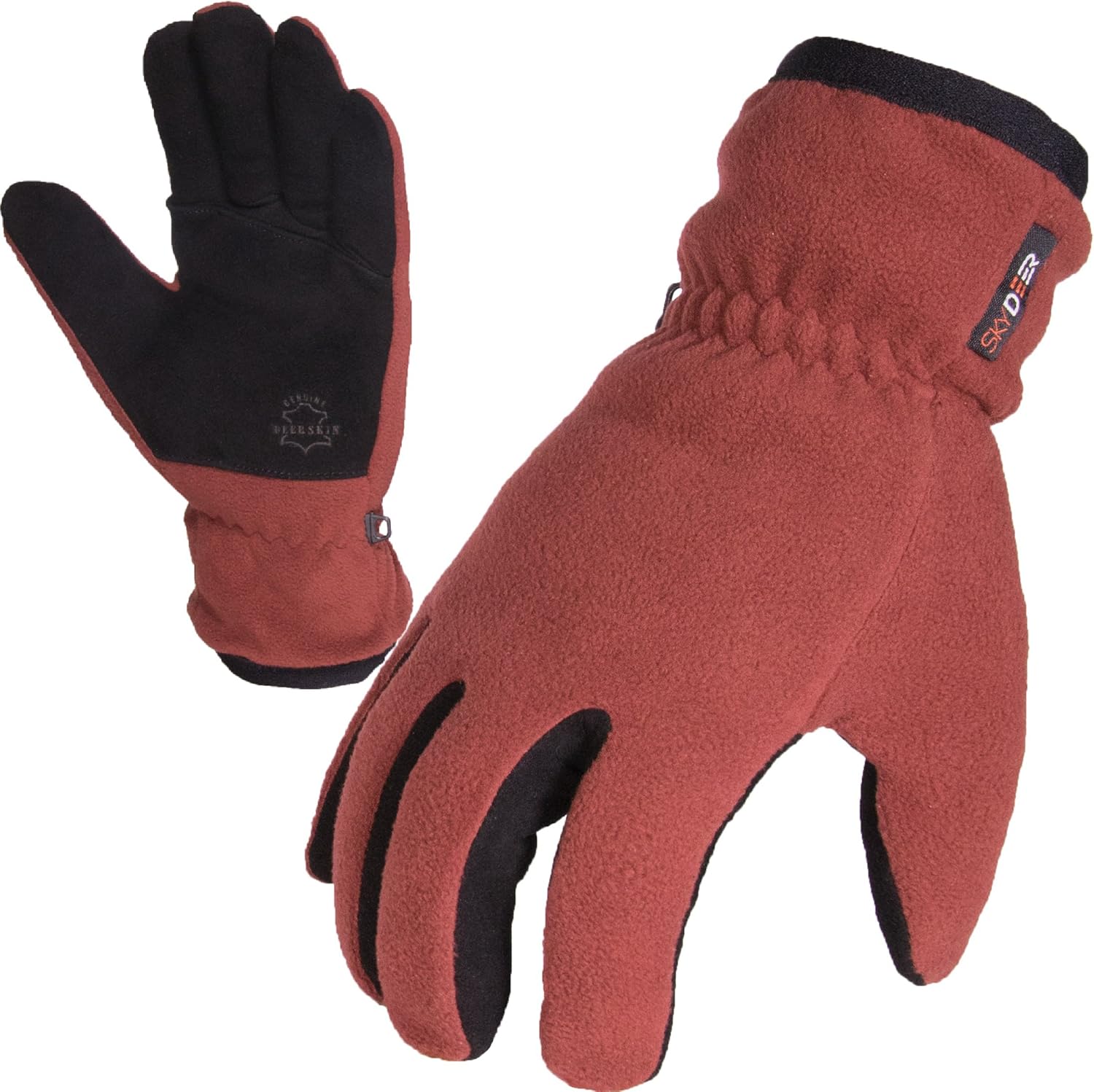SKYDEER Women's Winter Warm Deerskin Suede Gloves With Polar Fleece and Thermal Insulated 3M Thinsulate Insulation (SD8663T) - Image 4