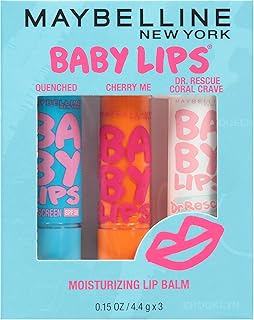 Sponsored Ad - Maybelline New York Baby Lips Moisturizing Lip Balm 3-pack, Lip Care Essentials, MULTI-SHADE, 0.15 Ounce