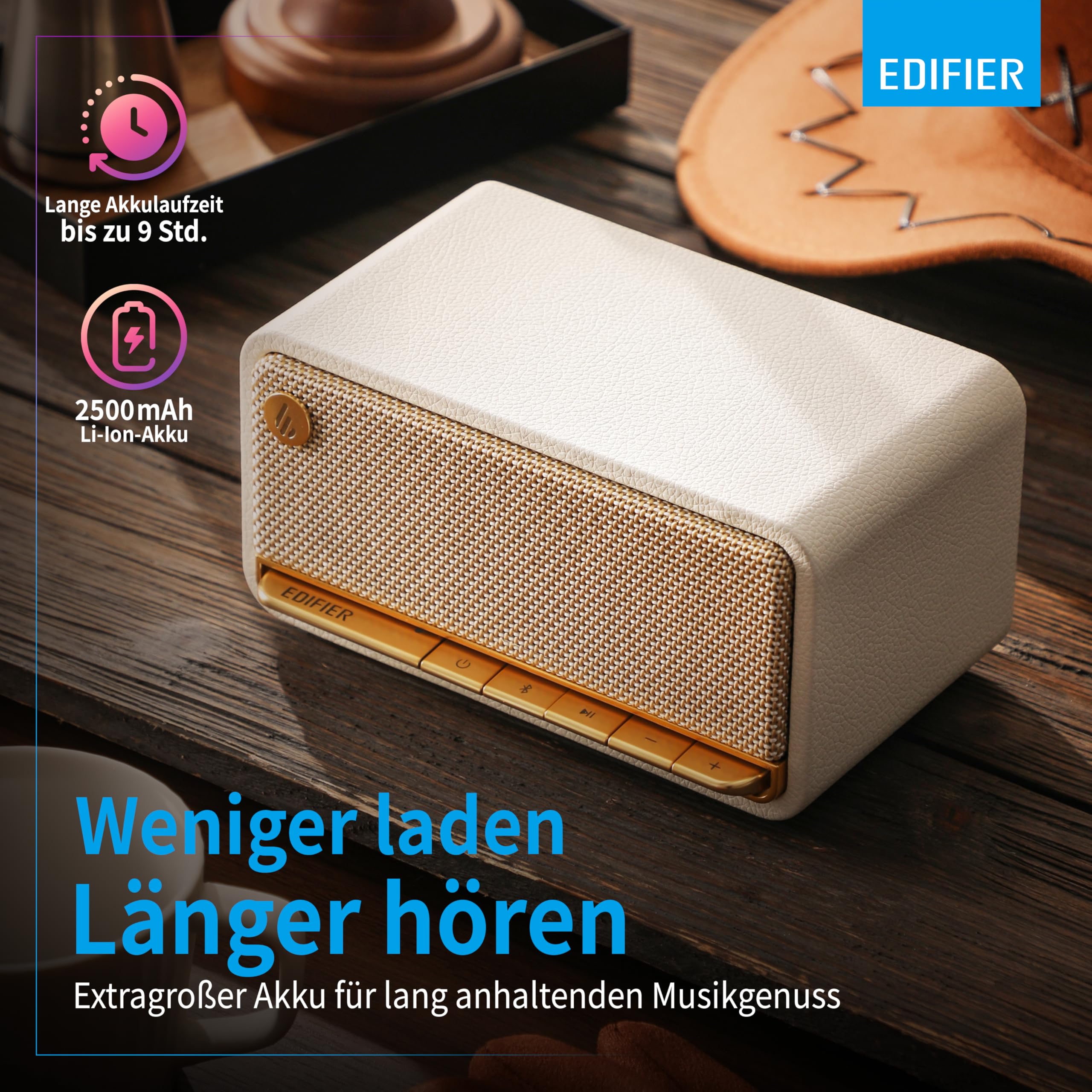 Edifier MP230 - Tragbarer Bluetooth-Lautsprecher im Retro-Design, kabellos. Wiedergabe über Bluetooth, AUX und Micro SD Karte