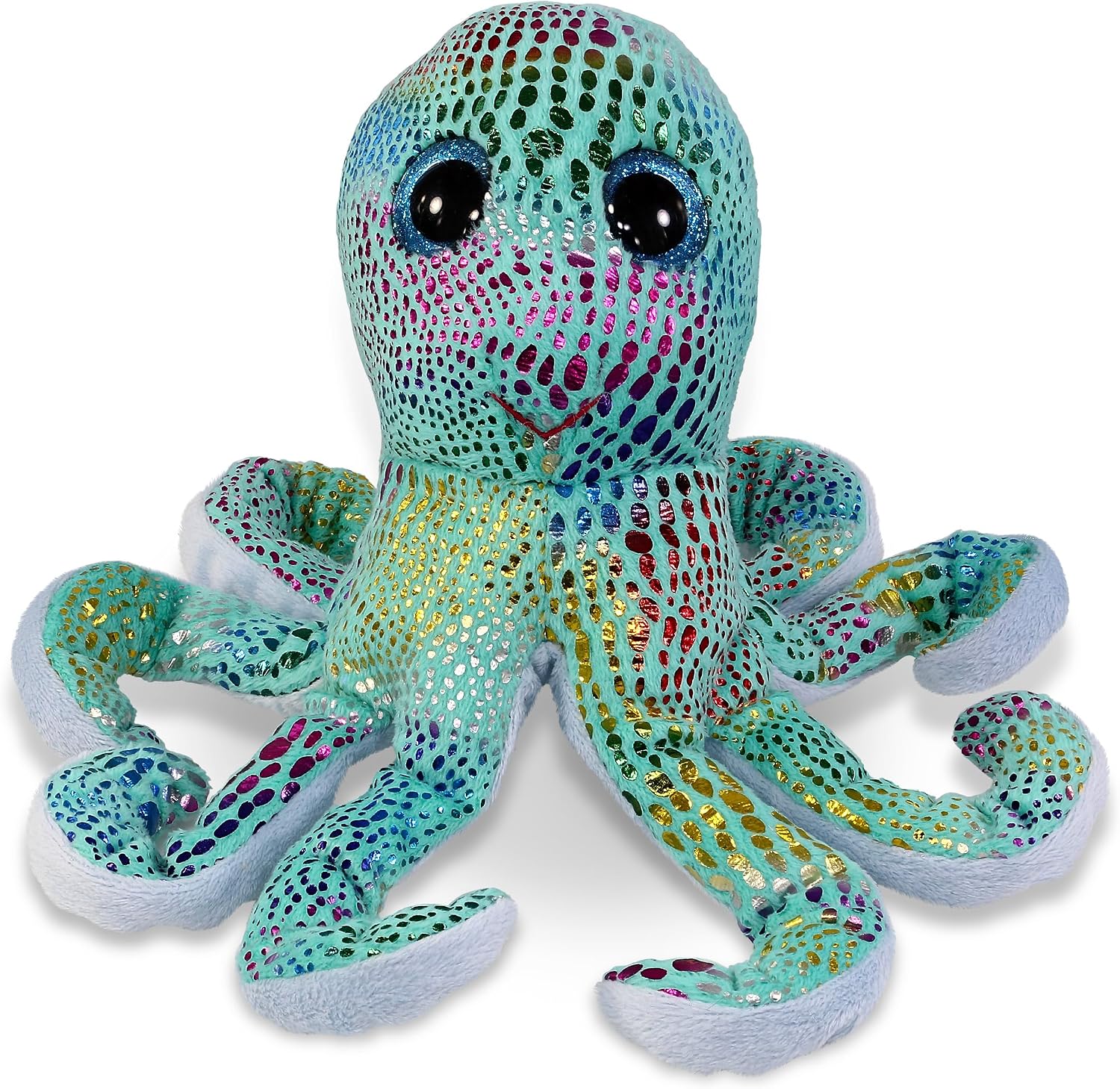DolliBu Iridescent Rainbow Octopus Big Eye Plush - Super Soft Stuffed Animal, Cute Adorable Fluffy Stuffed Animal for Kids, Adults - 9 Inches