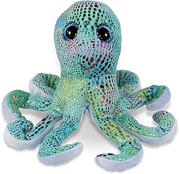 DolliBu Iridescent Rainbow Octopus Big Eye Plush - Super Soft Stuffed Animal, Cute Adorable Fluffy Stuffed Animal for Kids, Adults - 9 Inches
