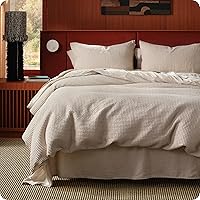 Vista 40 de Bedsure - Funda de edredón de algodón tamaño king - 100% algodón con tejido en rombos, color lino. Funda de edredón suave y transpirable GentleSoft™