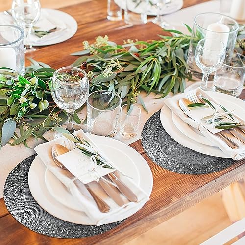 Miniatura 5 de Light & Pro Manteles individuales con cuentas para mesa de comedor, rústicos de granja hechos a mano, con purpurina, para Navidad, Pascua, Año