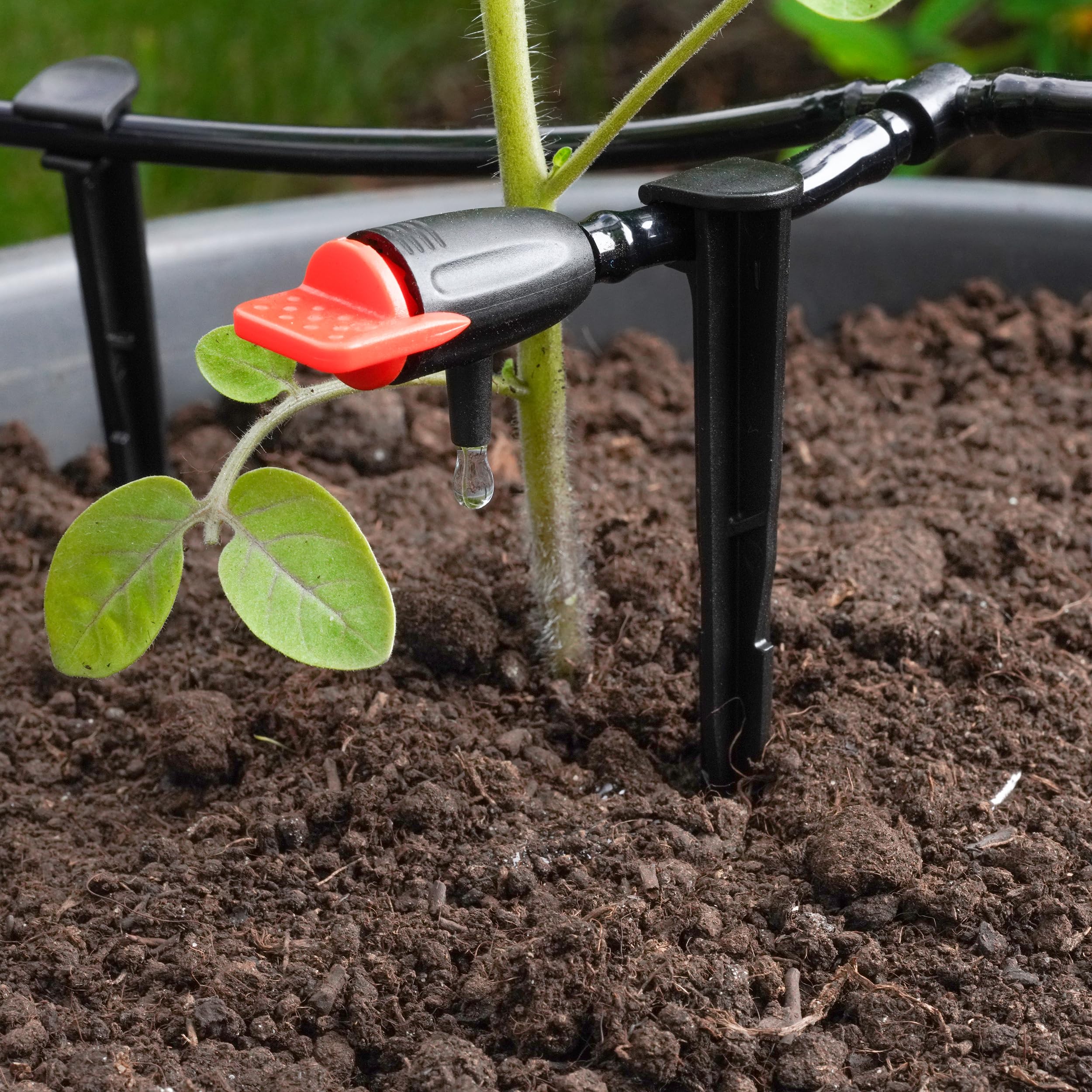 Esotec kompaktes Solar Bewässerungssystem Waterdrops 20 – Automatischer Bewässerungscomputer, 20 Wassertropfer, Timer, energieeffiziente Tropfbewässerung für Garten Balkon Beete & Pflanzgefäße 101129
