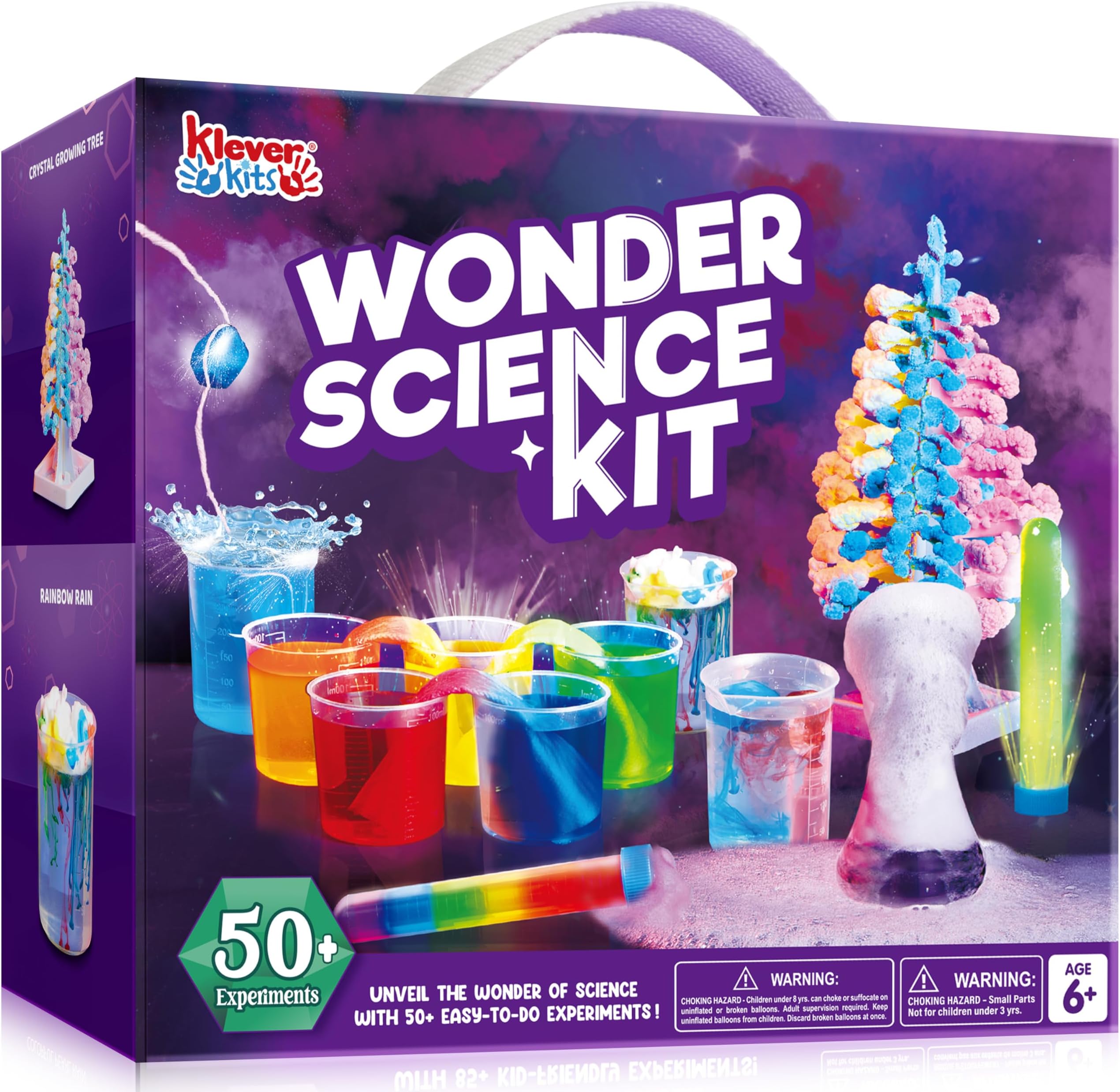 KLEVER KITS 50+ Kids Science Experiment Kits,STEM Toys Crystal Growing Kit for Kids,Bicolor Flower Chemistry Set, Educational Toy Gifts for Boys Toys Age 6+, Science Kits for Kid Age 10