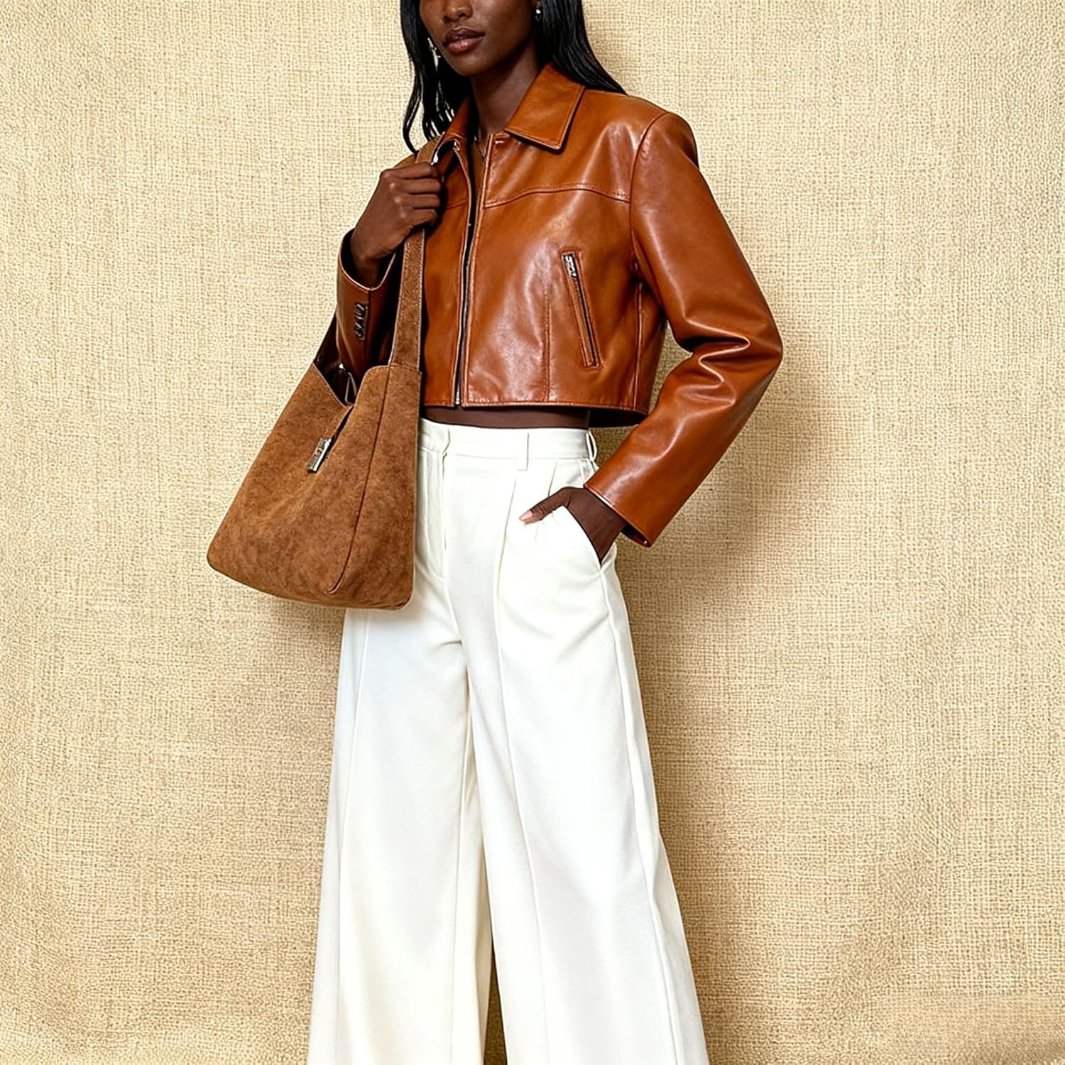 Women’s Vintage Suede Slouchy Hobo Bags, Minimalist Shoulder Bag with Zippered Pouch, Retro Purse for Weekend Commute - Image 2